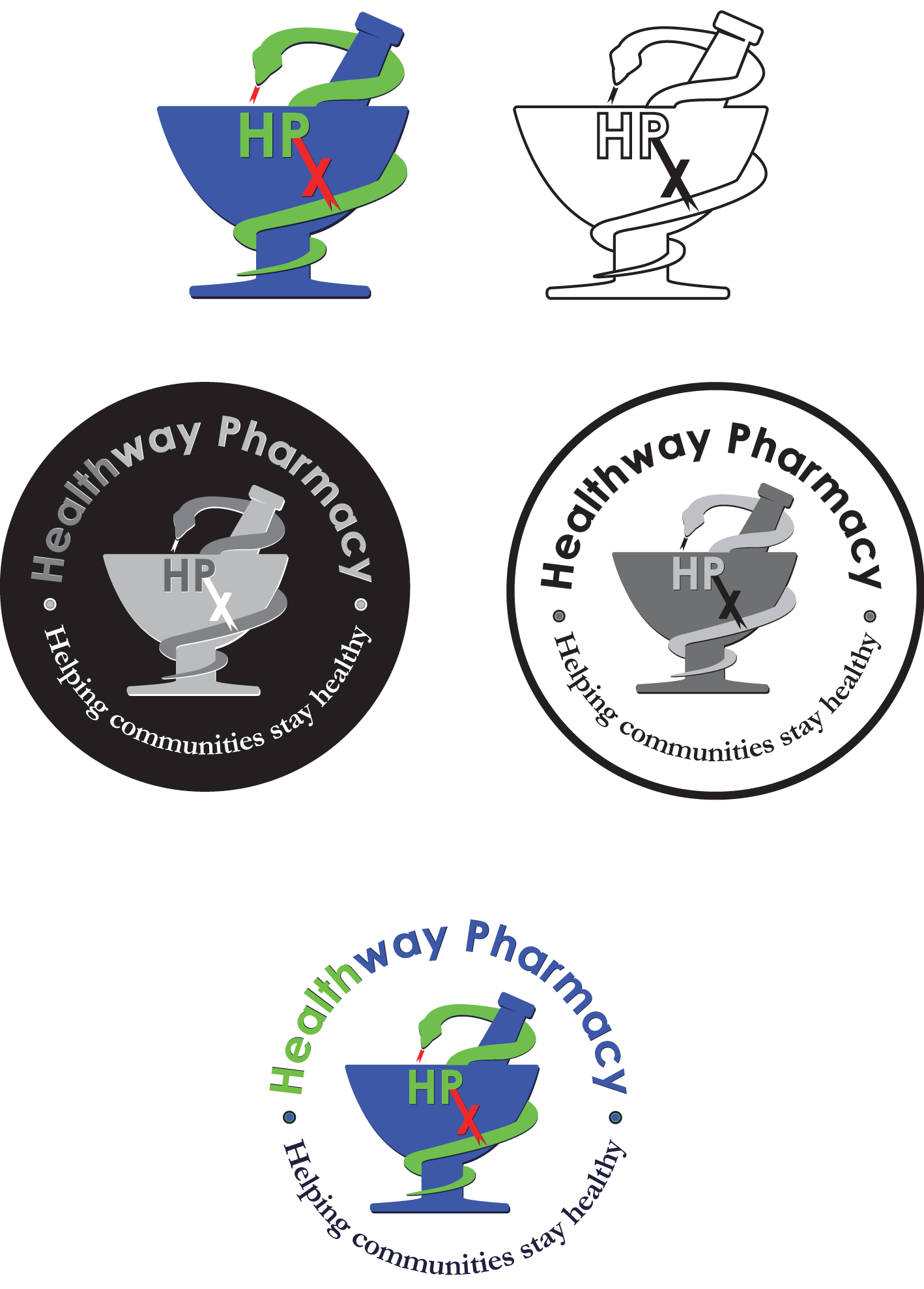 Healthway Pharmacy Logo variations