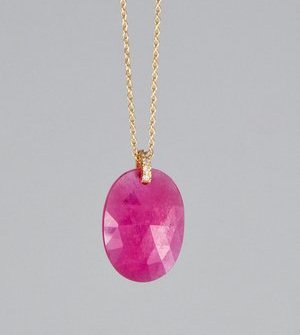 Sterling Silver Pink Sapphire Diamond Heart Necklace | Jewelryland.com