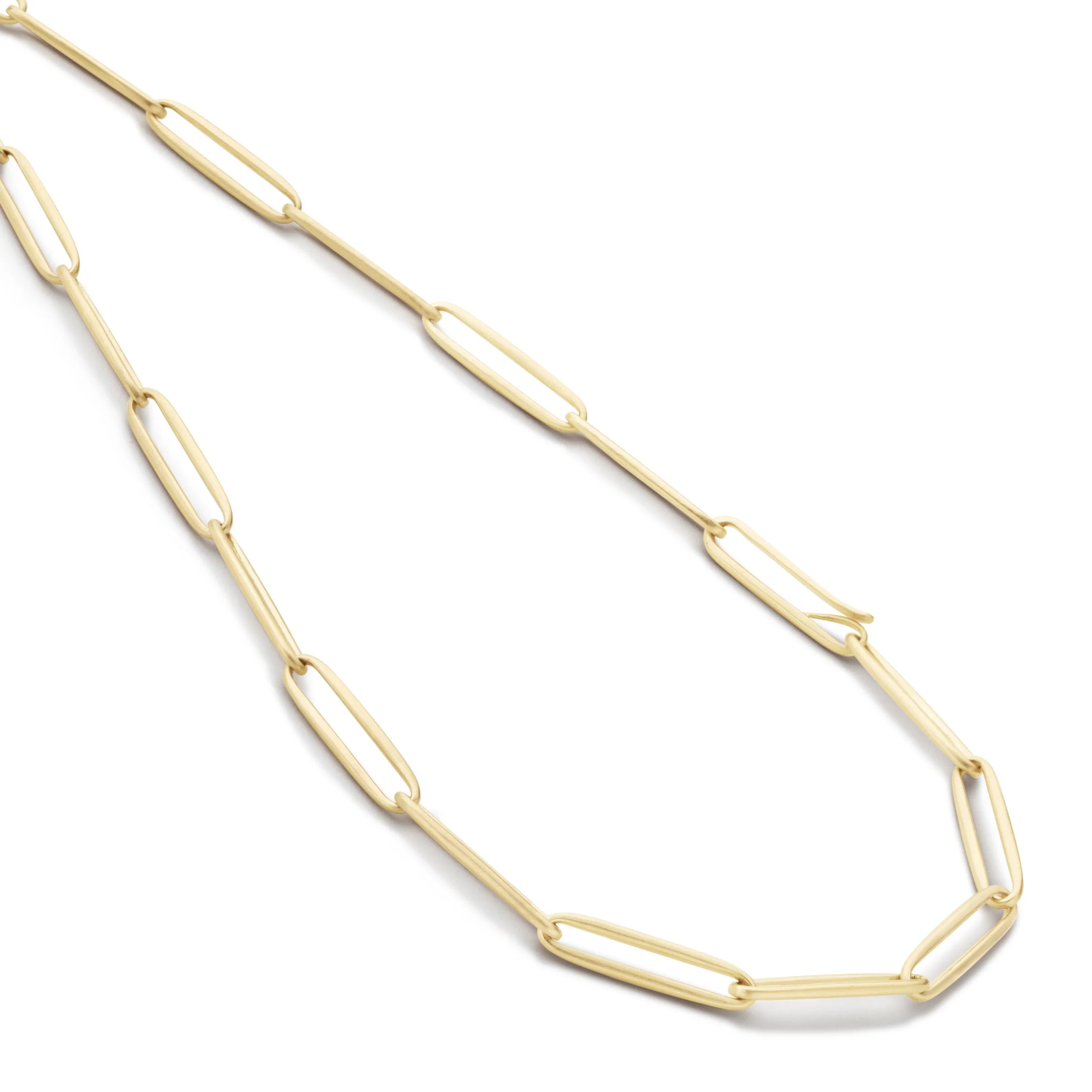  NLJ Signature Long Link Chain in solid 14k gold with integrated clip clasp 