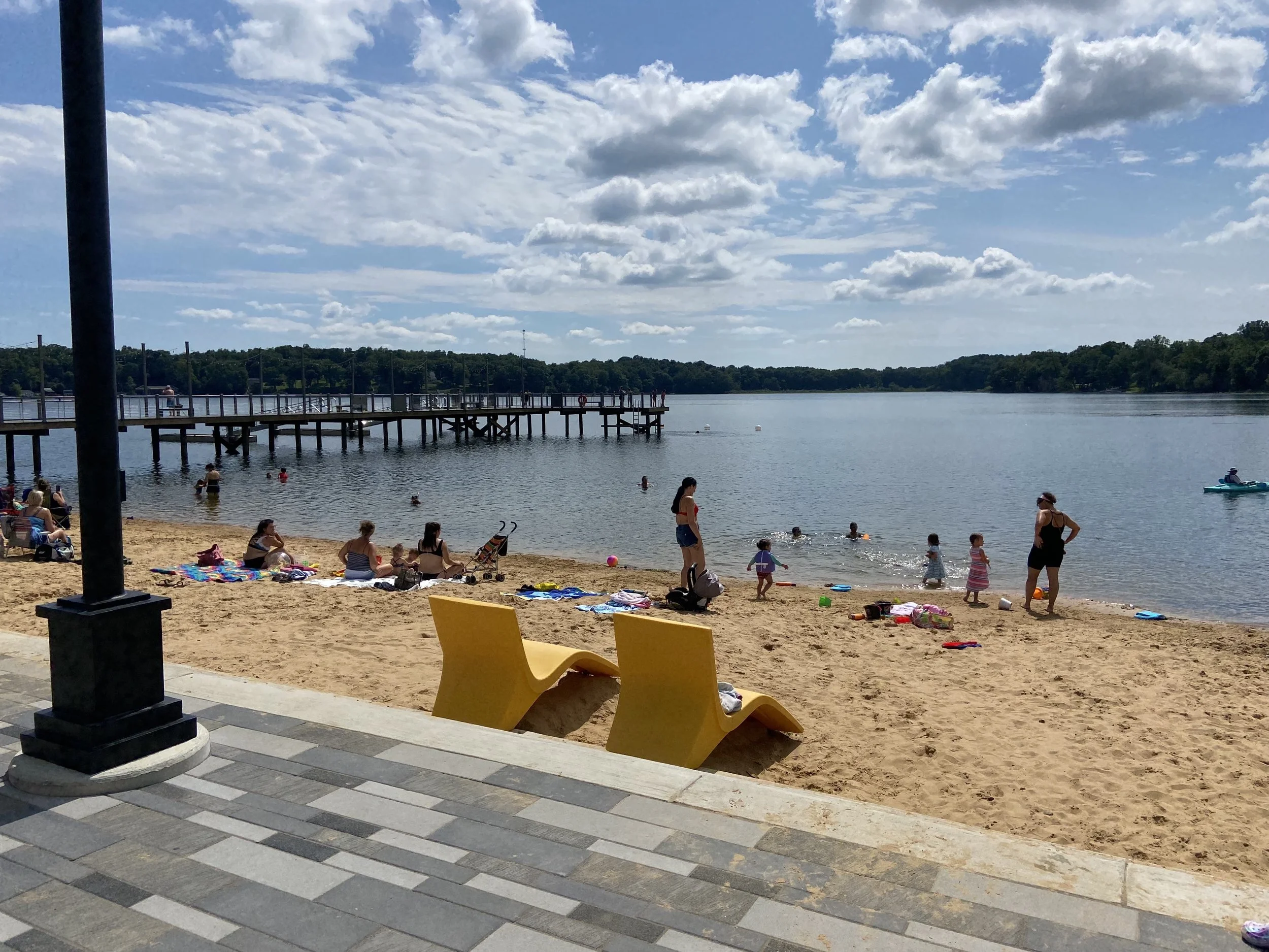 Nearby public beach on Stone Lake is a big hit. Our 4 lodges are about 1/2 mile away - an easy stroll on the new ADA boardwalk.