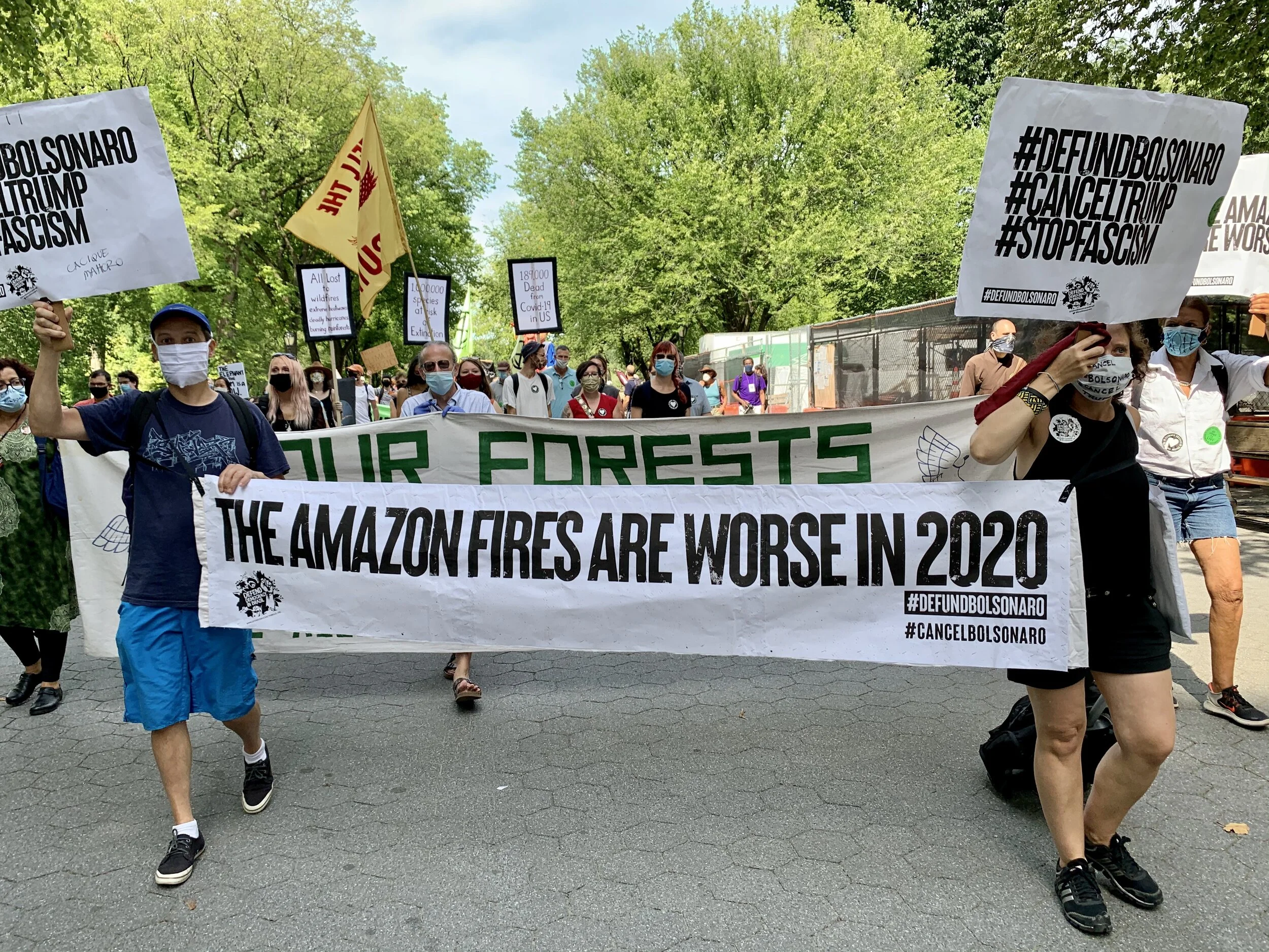 Artists & activists from Extinction Rebellion, Defend Democracy in Brazil and Refuse Fascism denounce Trump and Bolsonaro, declare they want to live & ask: Which Side Are You On?