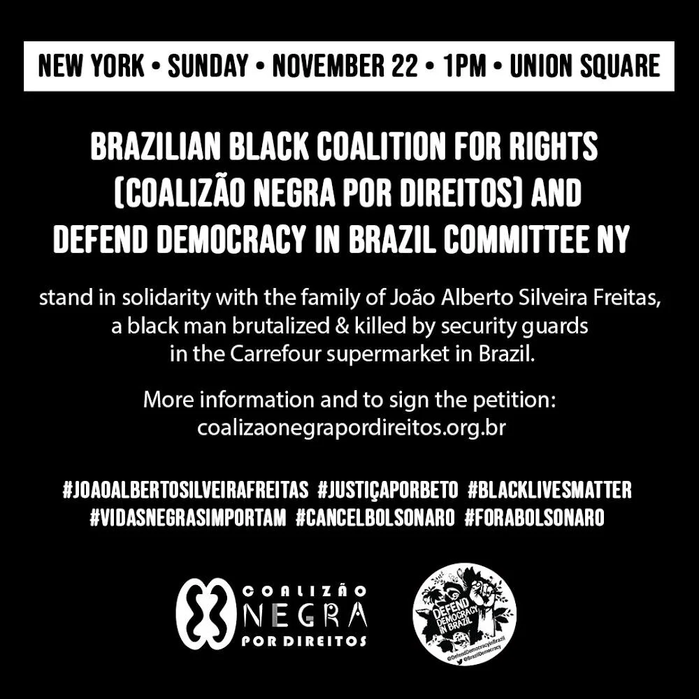 #BlackLivesMatter #VidasNegras Importam - NY Solidarity with Brazil