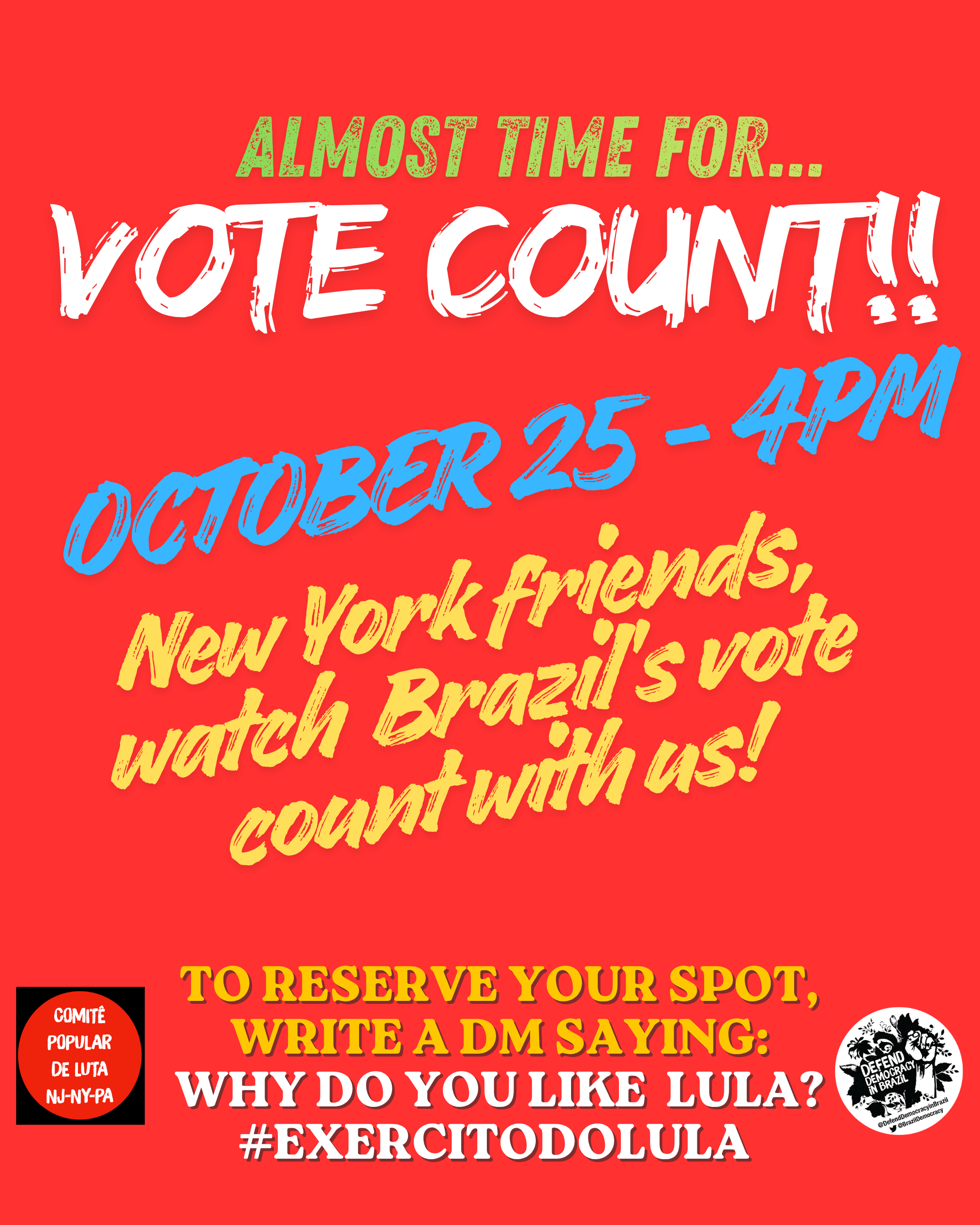 Brazil's 2026 run off elections vote count Watch Party  / Apuração do segundo turno das eleições brasileiras 2026