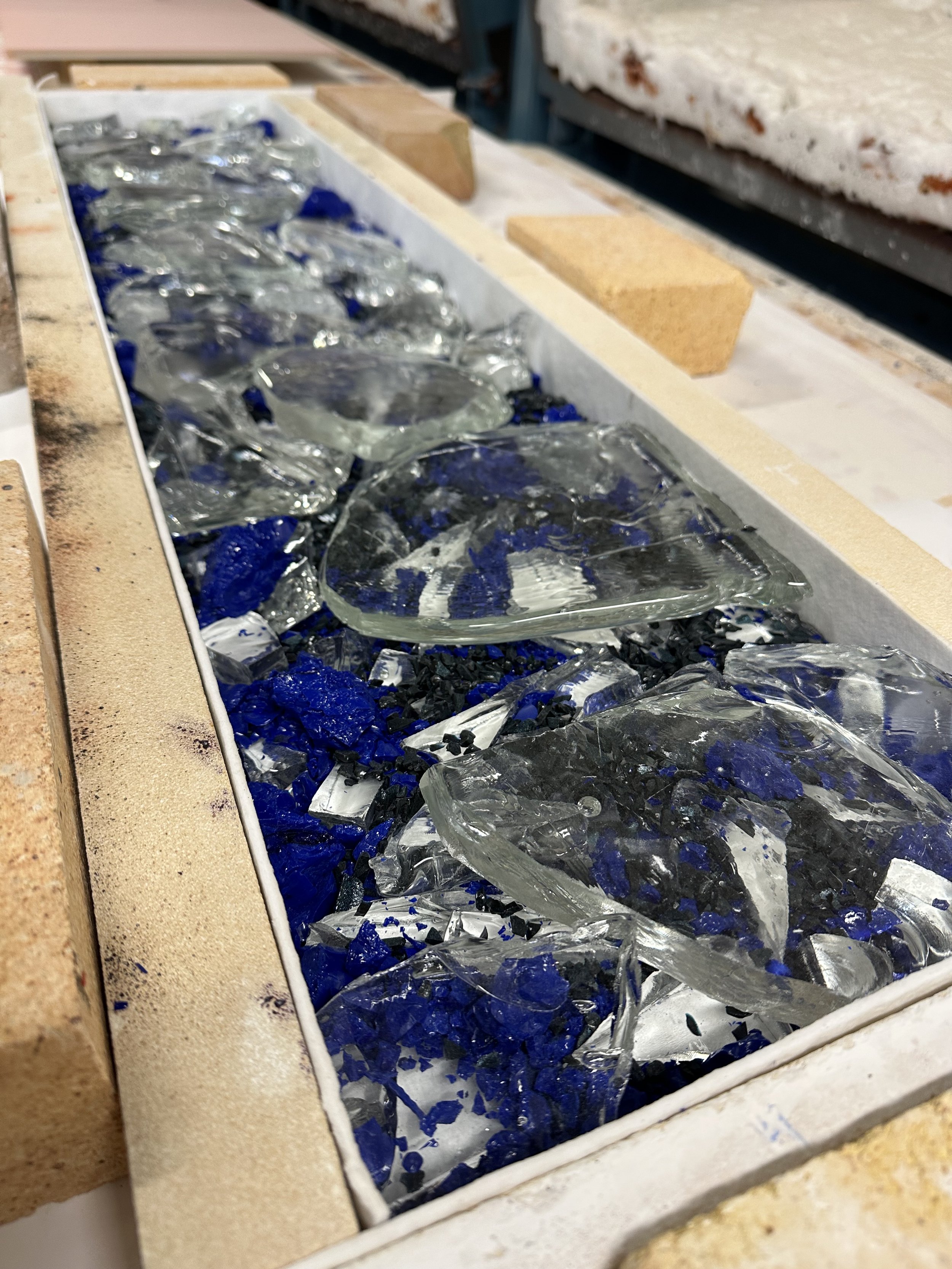 New blue glass casting