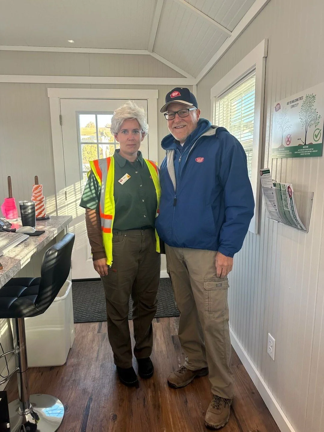 Happy Halloween, from &quot;Nate Hoerr,&quot; Ben Hoerr, and all of us at Hoerr Nursery! 🎃 The real Nate Hoerr is often found helping customers at Stone Market in his green button-down and safety vest. As a licensed CDL driver, you might even have s