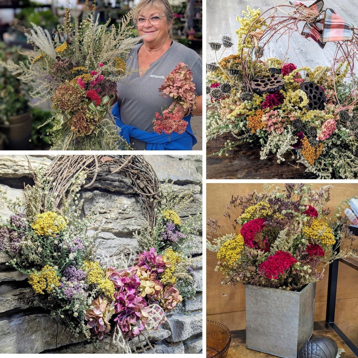 Homegrown flowers and handmade arrangements! Lauren has spent the season gathering and drying the flowers we grow on site, and now she&rsquo;s turning them into one-of-a-kind arrangements, available in the garden shop. Stop by and see what she&rsquo;