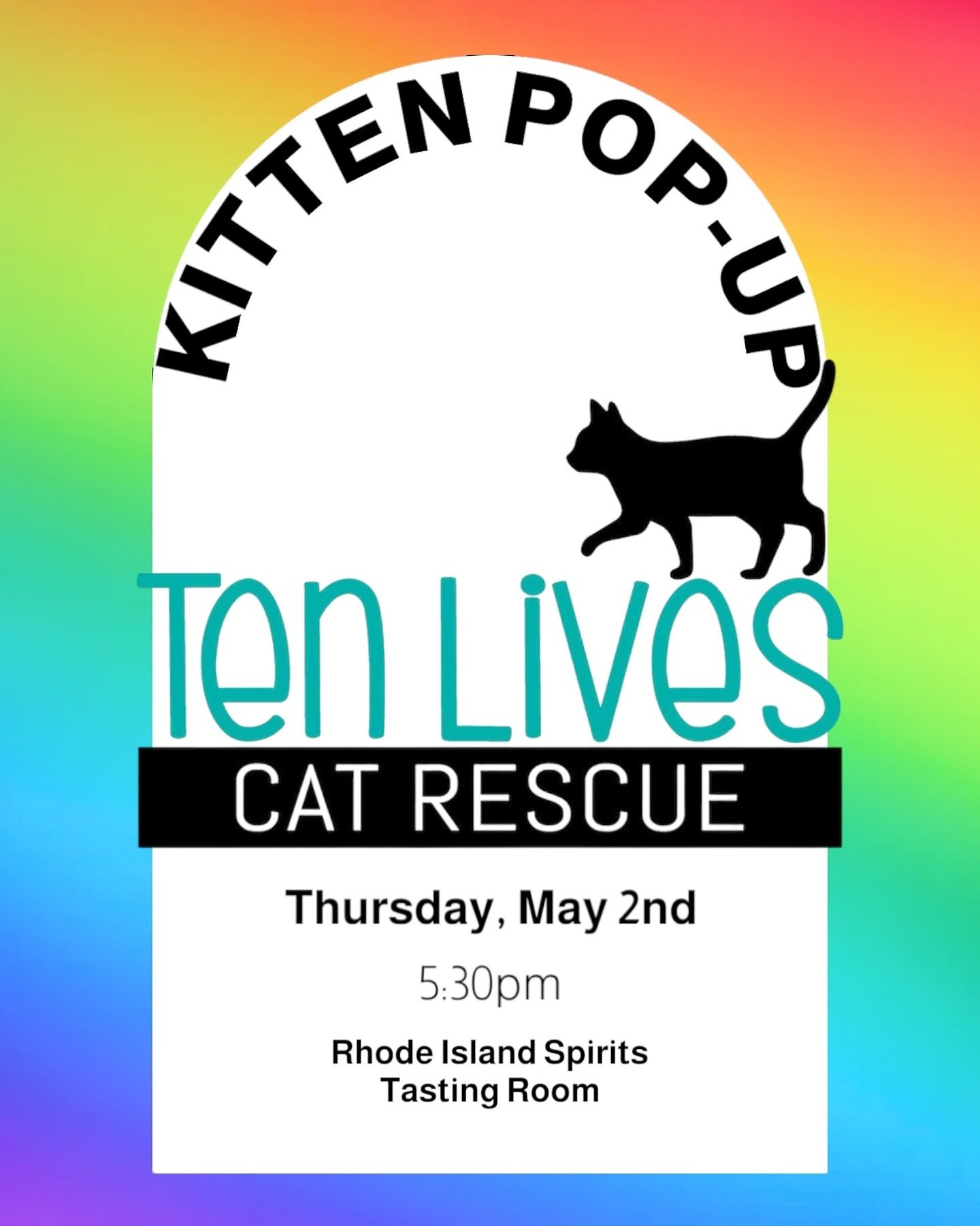 Support @tenlivescatrescue while cuddling adorable kittens at the Rhode Island Spirits tasting room on Thursday, May 2nd! 

We will be crafting up a special cocktail for the event and will donate $2 for every drink sold! Bun Buds will also be on site