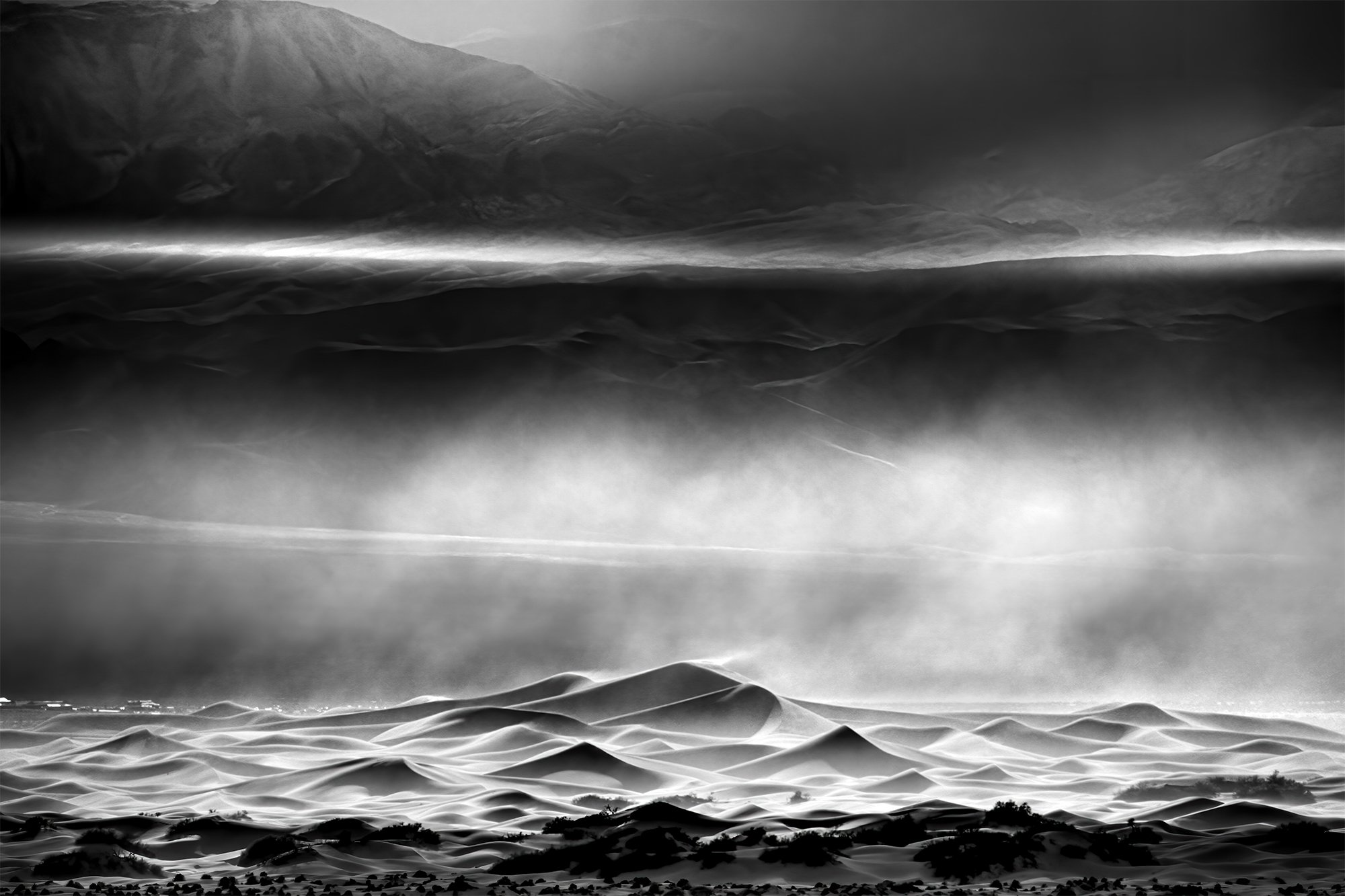 Wind Storm Over Sand Dunes