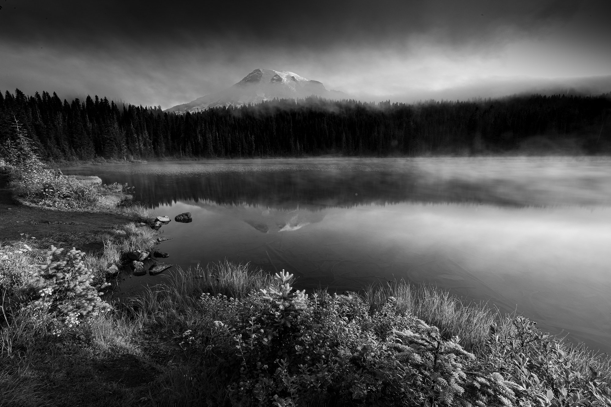 Composition of photograph taken at Reflections Lake at Mount Rainier by Jennifer King