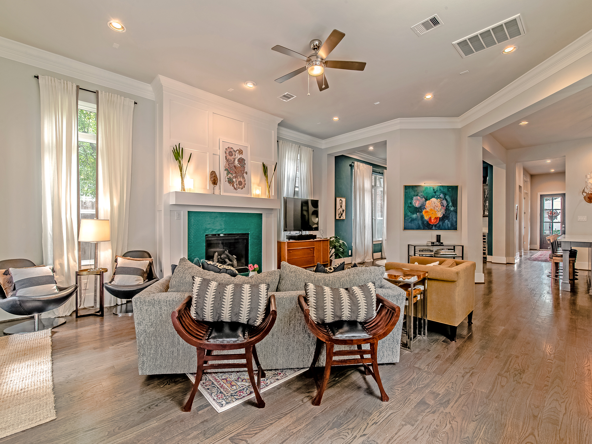  View of family room from backyard captures the open floor plan.    