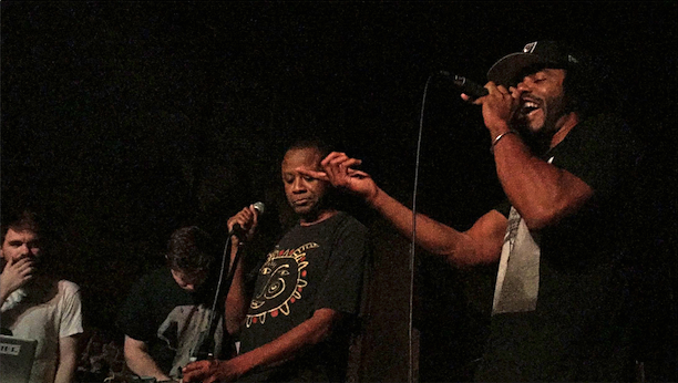  “True Believer” at benefit performance at The Smell, Los Angeles: (l to r) Jonathan Snipes, William Hutson, Paul Outlaw and Daveed Diggs  Photo by Adrienne Quinn Washington 