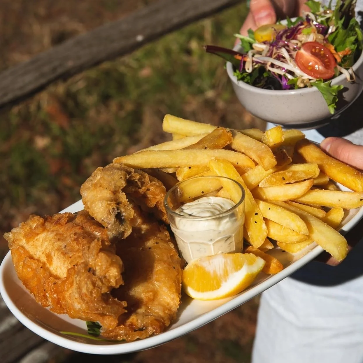 Get together with friends and enjoy one of our $29 Lunch Specials.⁣ Available Wednesday through Sunday. 
⁣⁣
Take your pick from our Lunch Specials menu:⁣⁣
▪ Grilled or Battered Catch of the Day (GF)⁣⁣
▪ Szechuan Salt &amp; Pepper Squid with Caper Tar