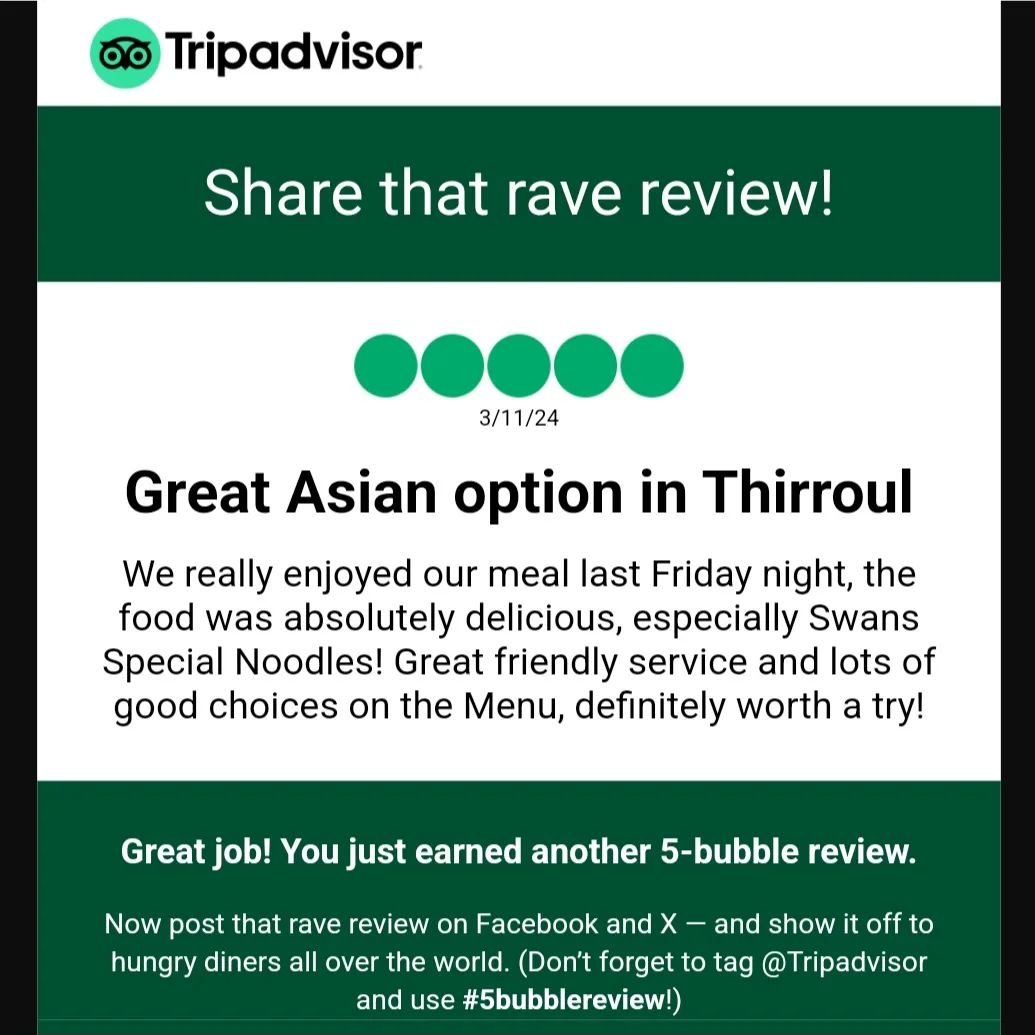 Could start our morning with gratitude and fresh mind! Every review you share means a lot to us! Thank you ♡♡♡
#review #tripadvisor #5bubblereview #Thirroul #asianfood #asianrestaurant #noodles #foodie