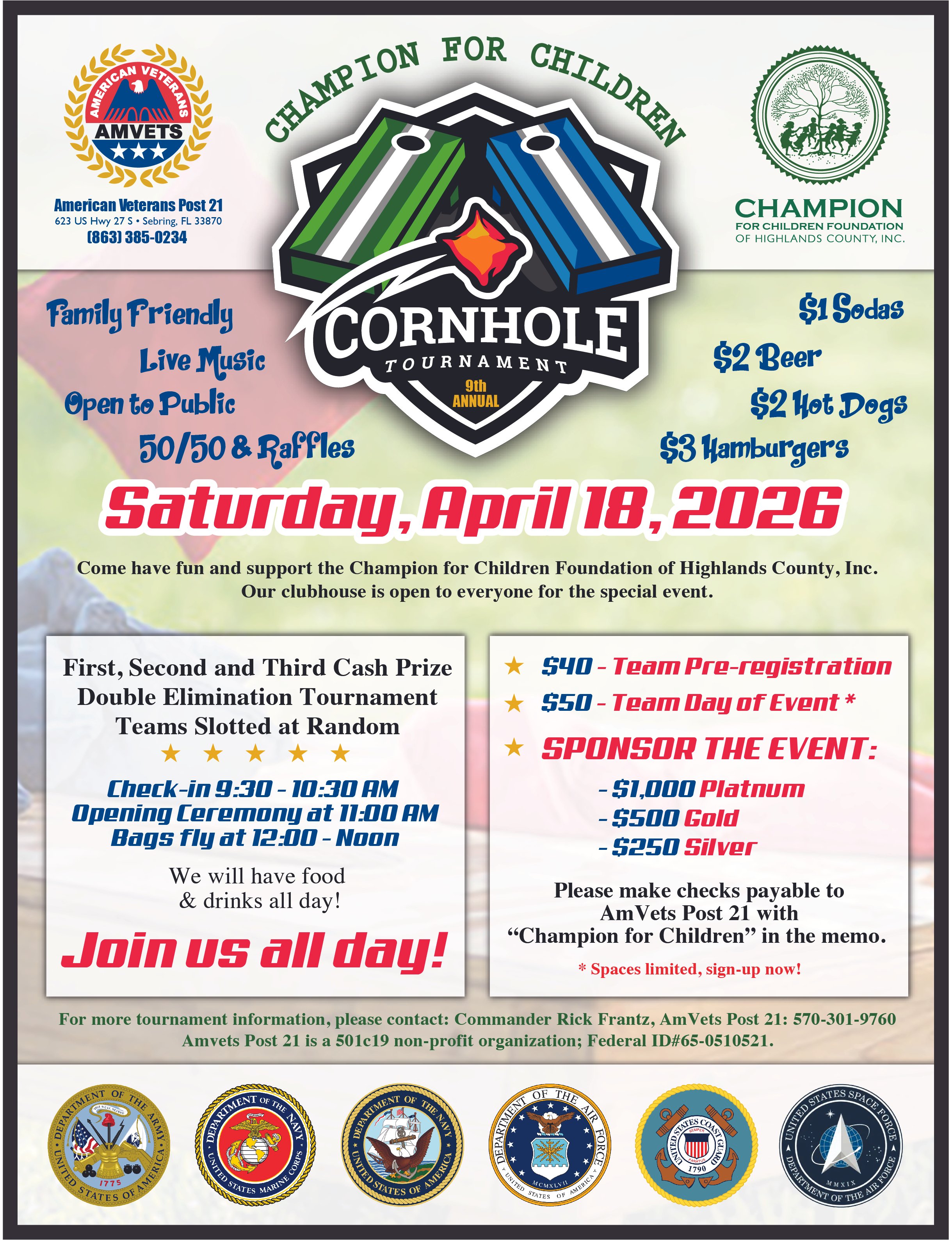 9th Annual Champion for Children Cornhole Tournament 