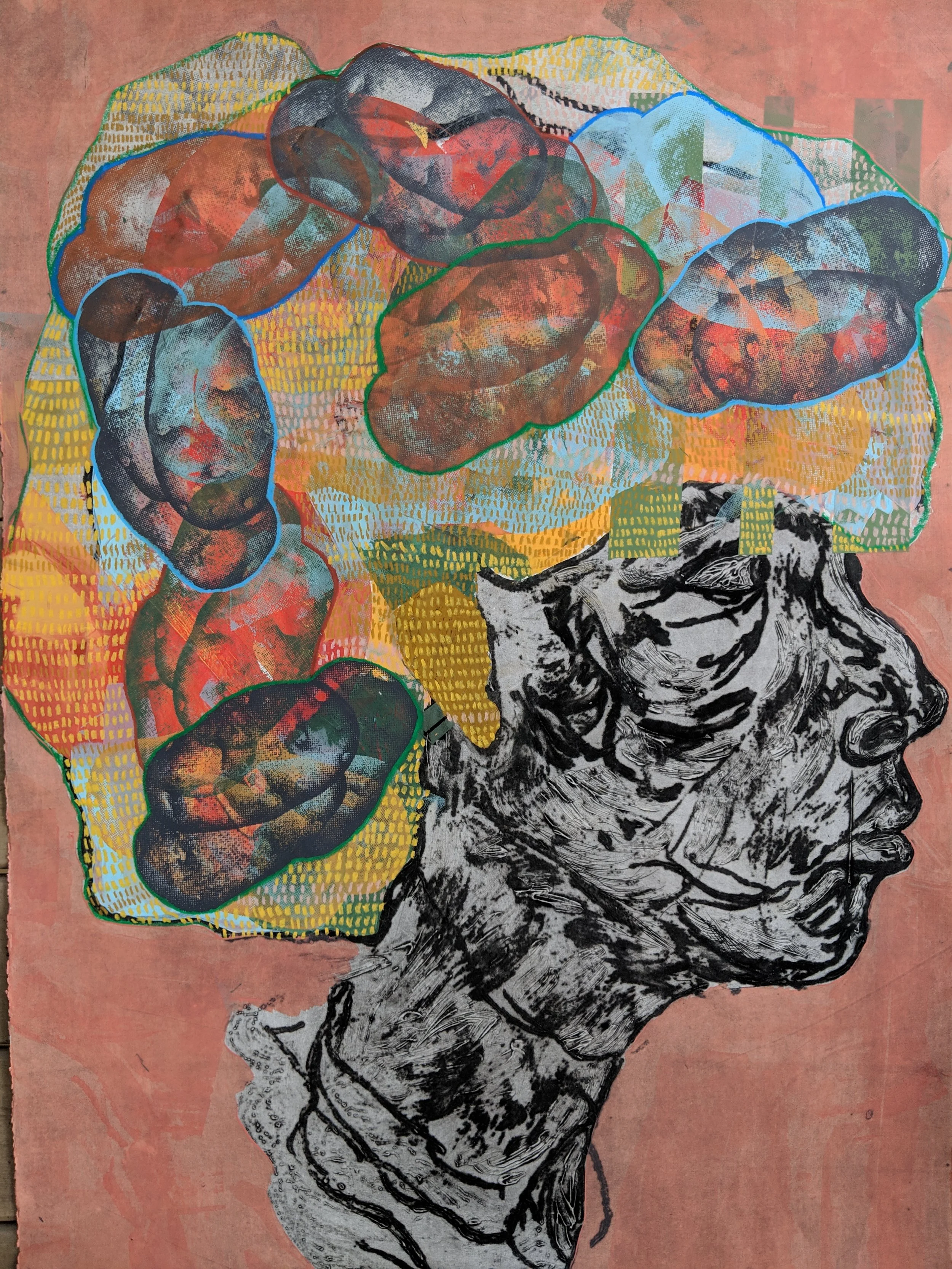  Collagraph Print, screenprint, acrylic. 