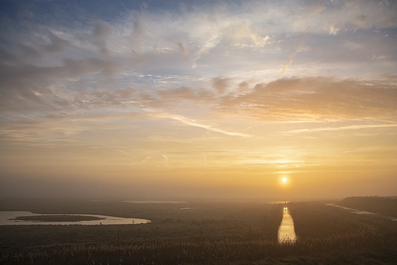 Sarah E Groves sunrise over the misty marshes.jpg