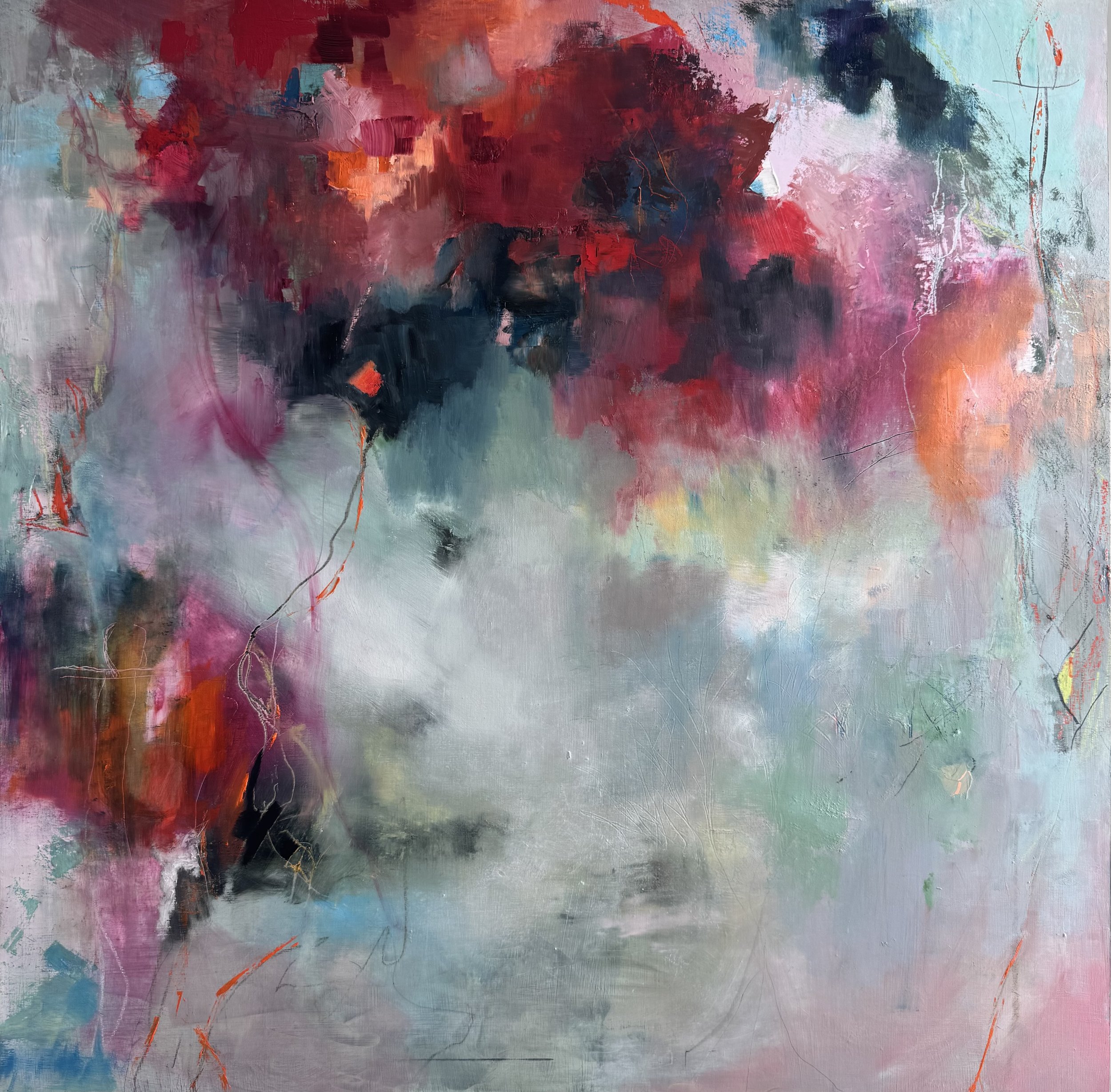 The Tale of a Couch Potato Puppy Who Dreamed of Being a Racing Champion by Rebecca Burckhardt, Mixed Media, 36x36, $2350
