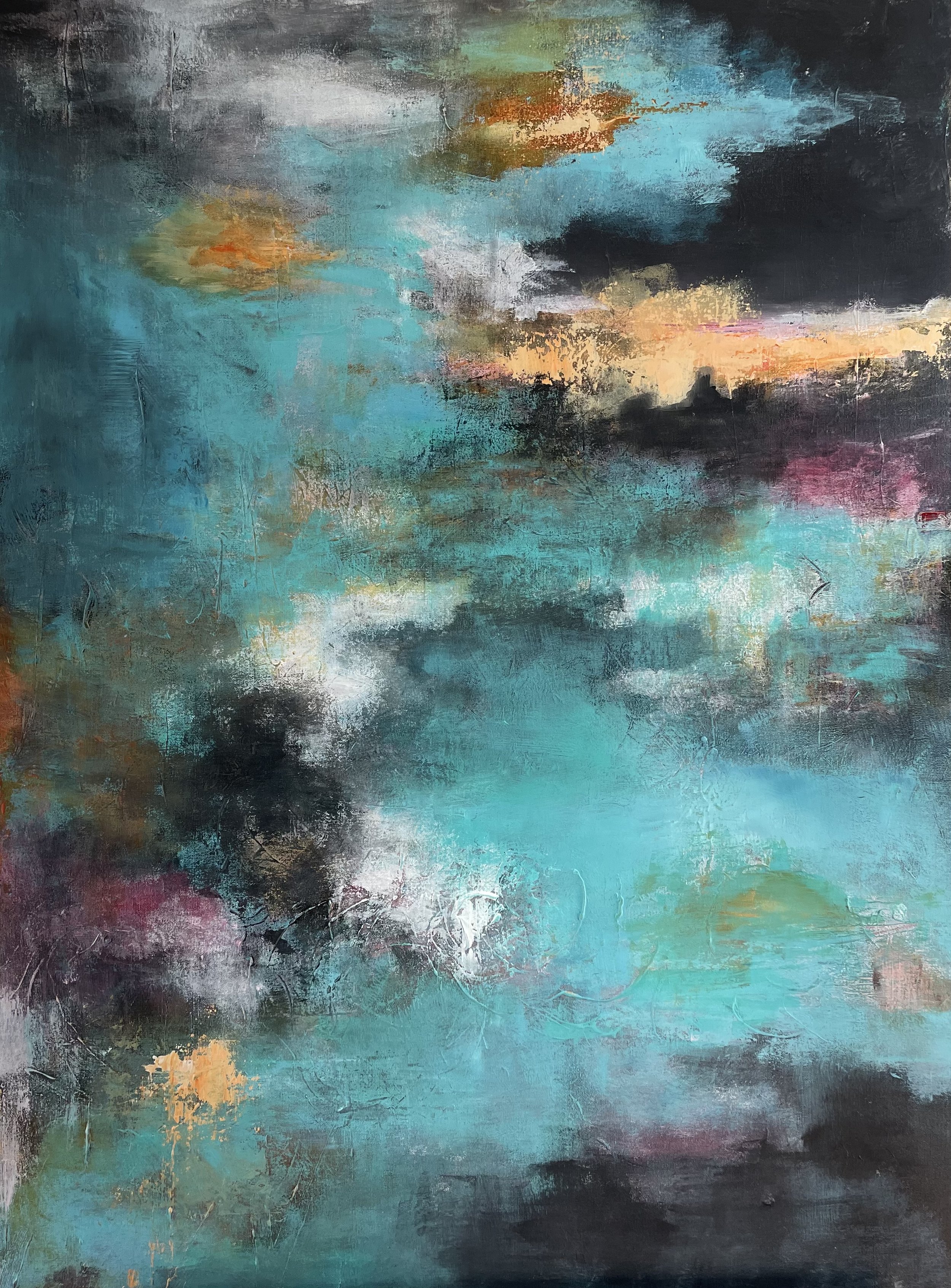 Verdigris Flow by Rebecca Burckhardt, Acrylic, 30x40, $1200