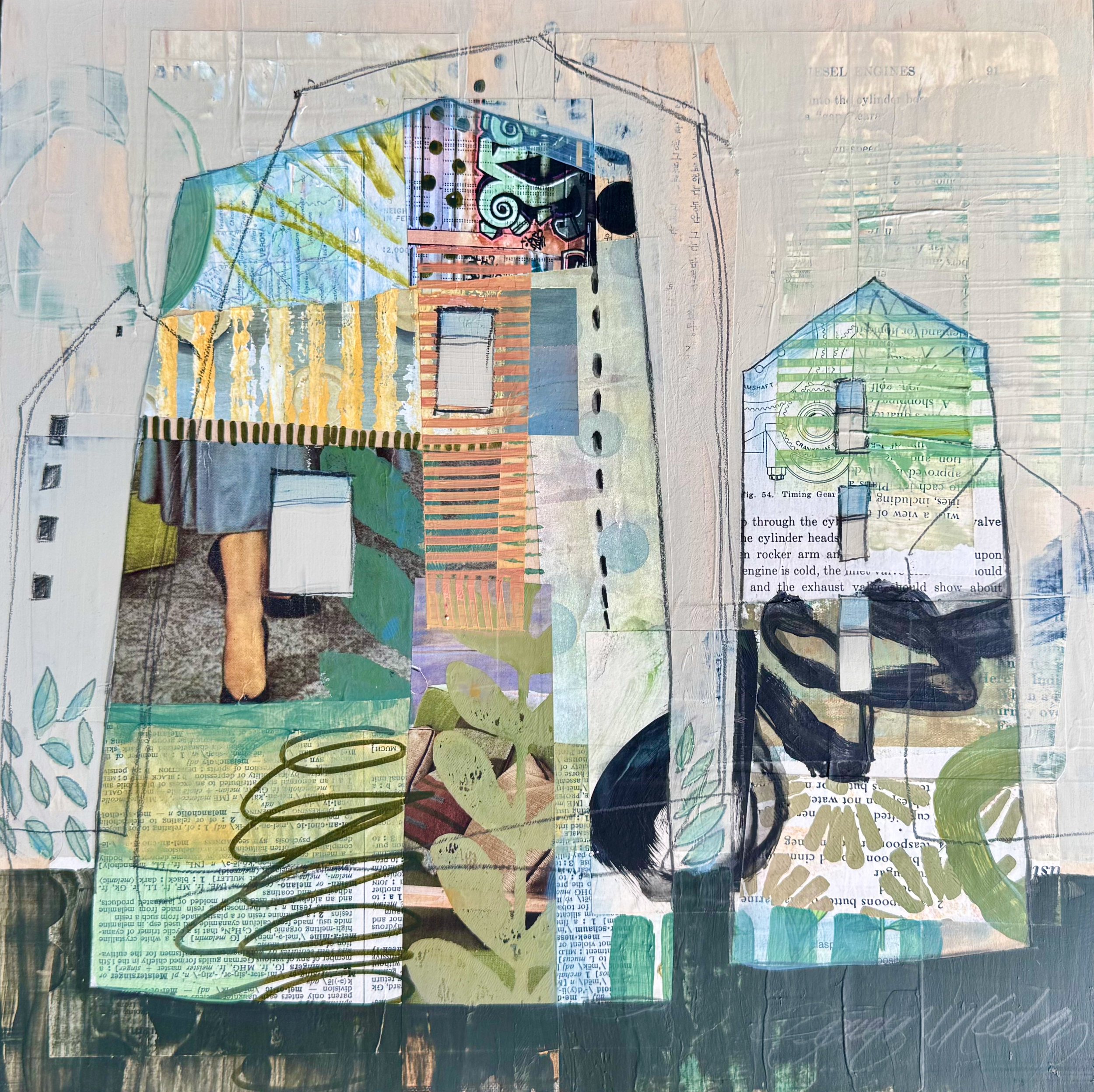 Garden Houses by Jennifer Keelan, Mixed Media, 12x12, $140