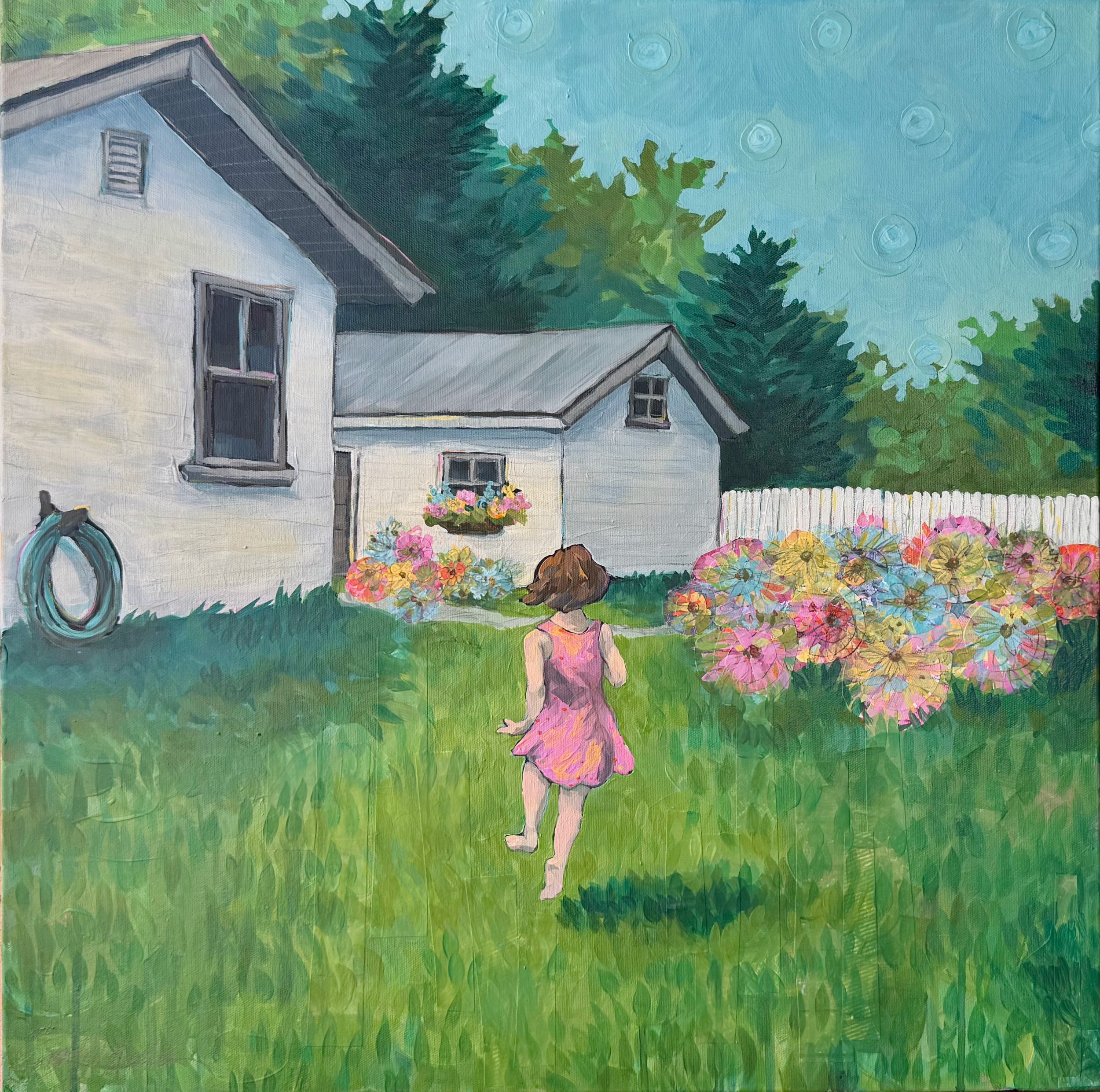 Summer Skipping Sweetness by Jennifer Keelan, Mixed Media, 24x24, $500