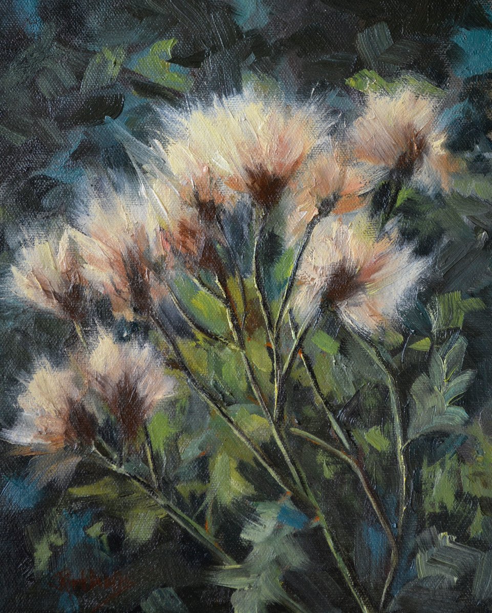 Thistles by Julie Kirkland, Oil, 10x8, $400