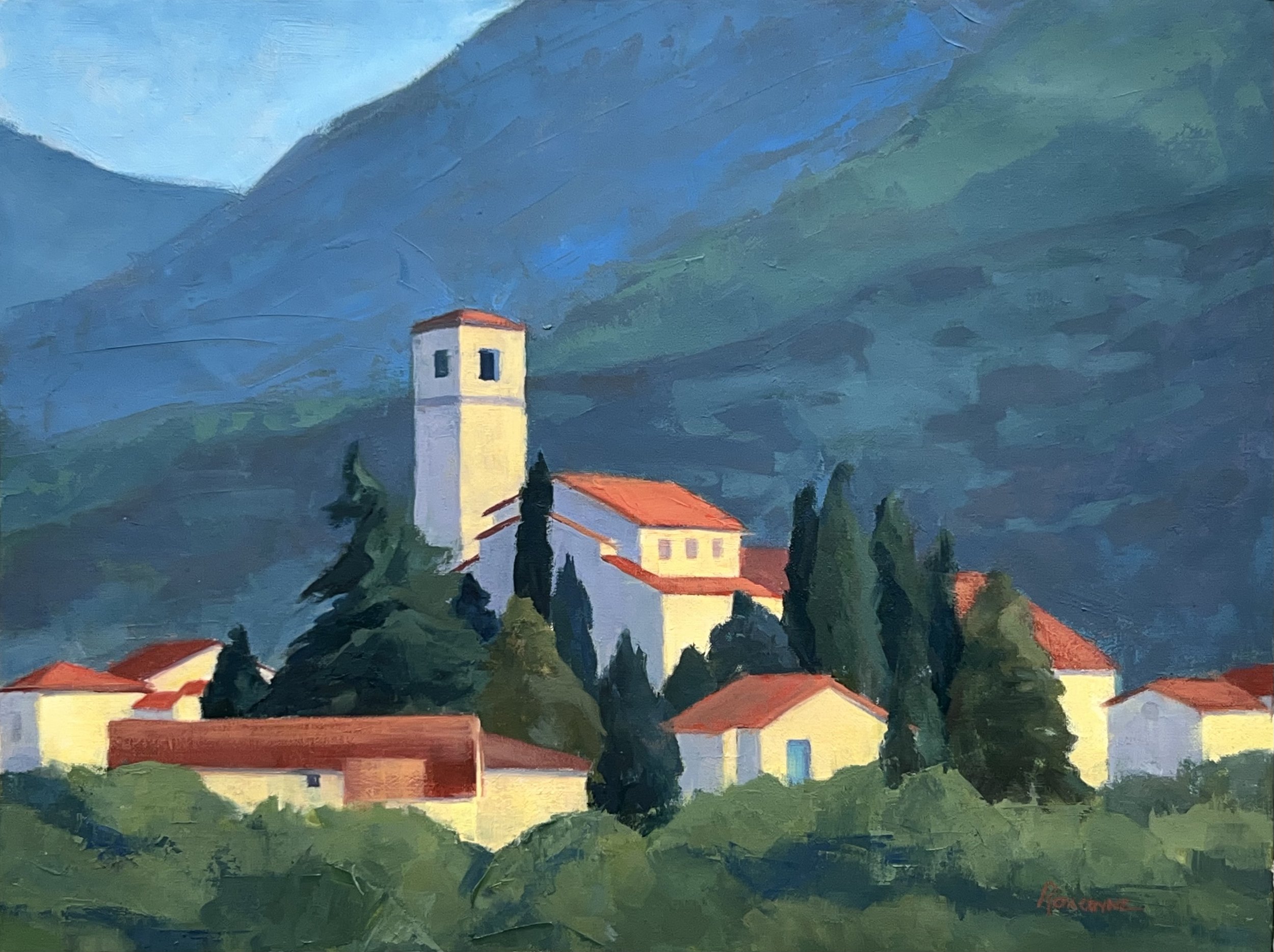 Campanile at Dawn by Roxanne Koehler, Oil, 12x16, $750