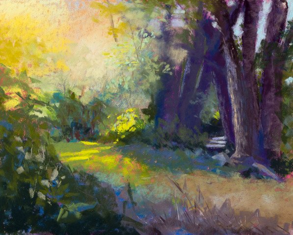 Light in the Forest by Sandy Martin, Pastel, 11x14, $575