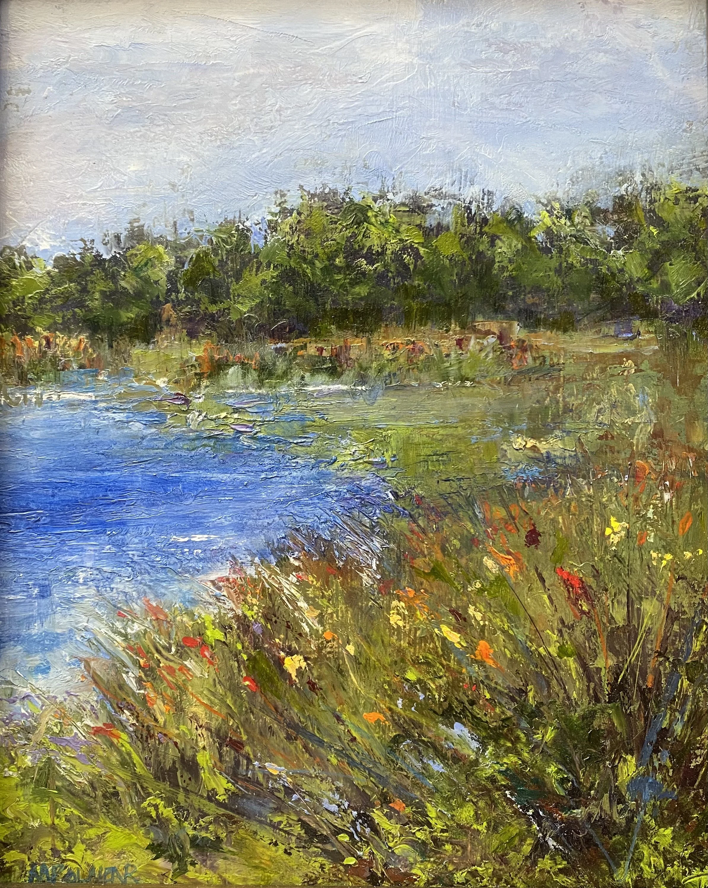 Serenity Lake by Marlene Polmear, Oil, 15x13, $500