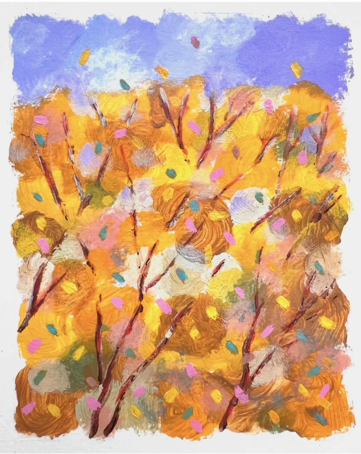 'Tis Autumn by Edward Kosinski, Acrylic, 6x6, $300