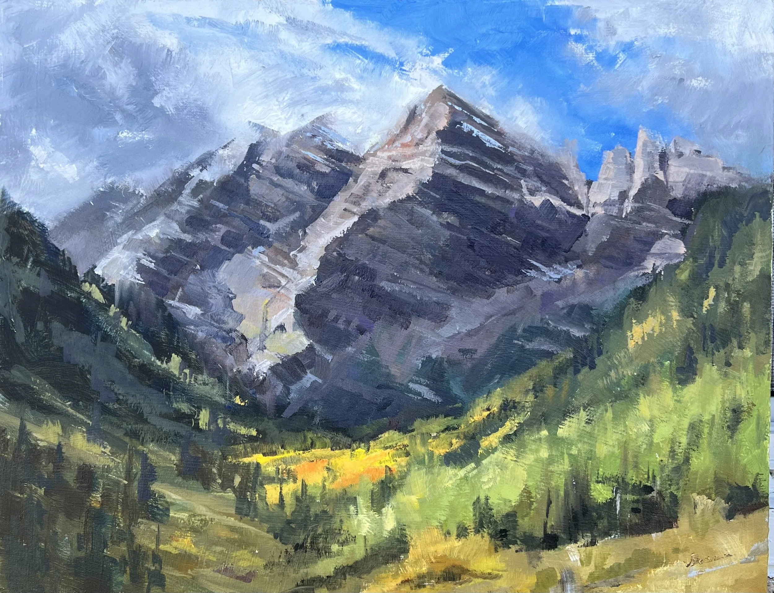 Maroon Bells Study by Tom Webb, Oil, 11x14, $550