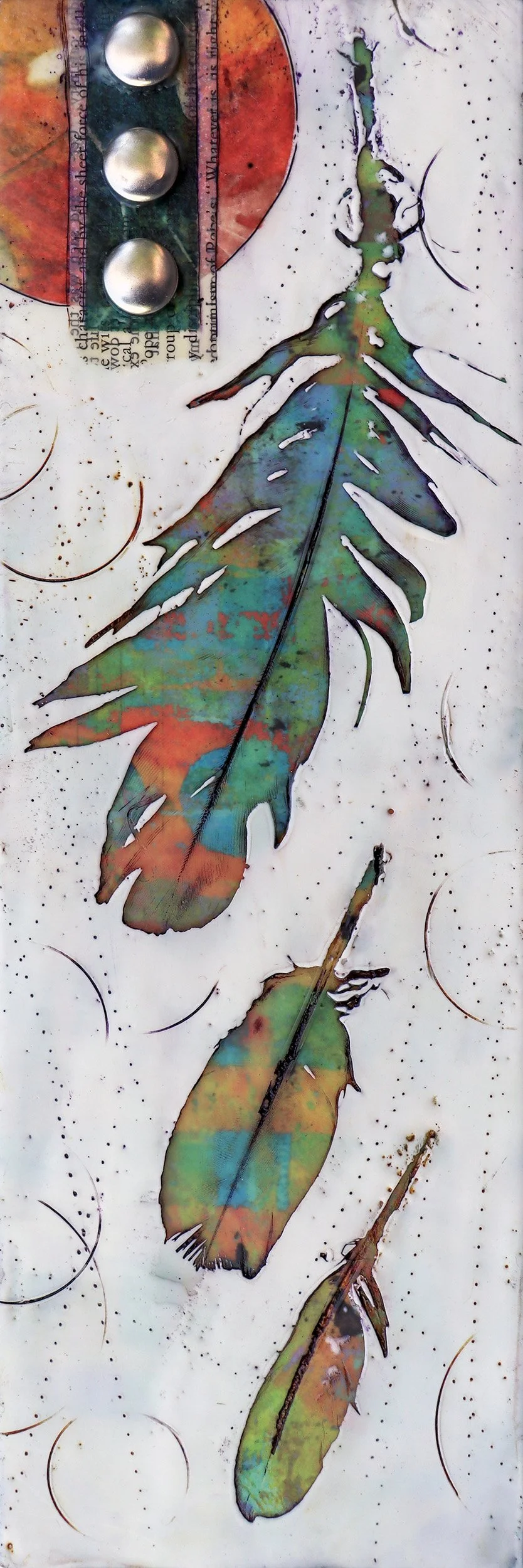 Three of a Different Kind by Jennifer Wilson, Encaustic, 12x4, $155
