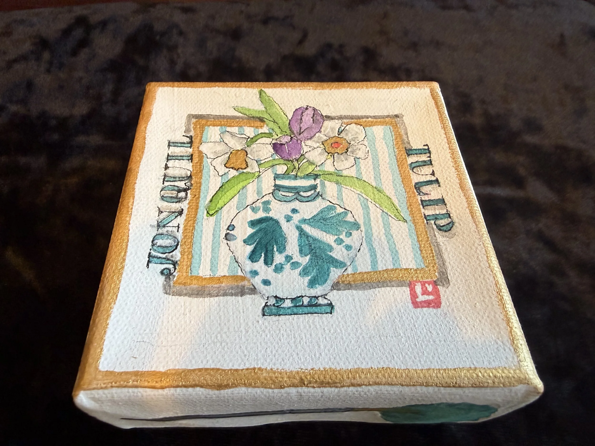 Jonquil Tuplis by Linda Evans, Watercolor, 4x4, $60
