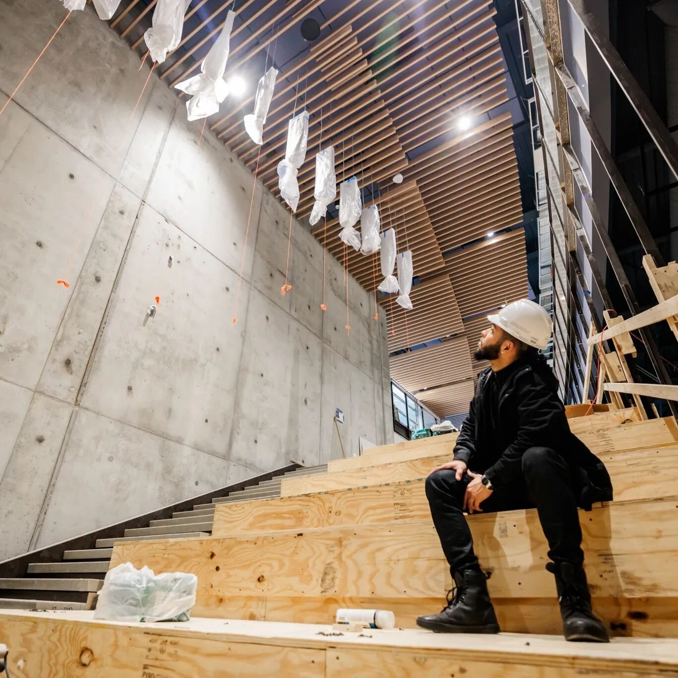 On site at the new Boston Arts Academy Building for the multi phased installation of Memory Diffusion with @masary_studios. It's so satisfying to see the benefits of successful project coordination and so amazing seeing this artwork become more and m