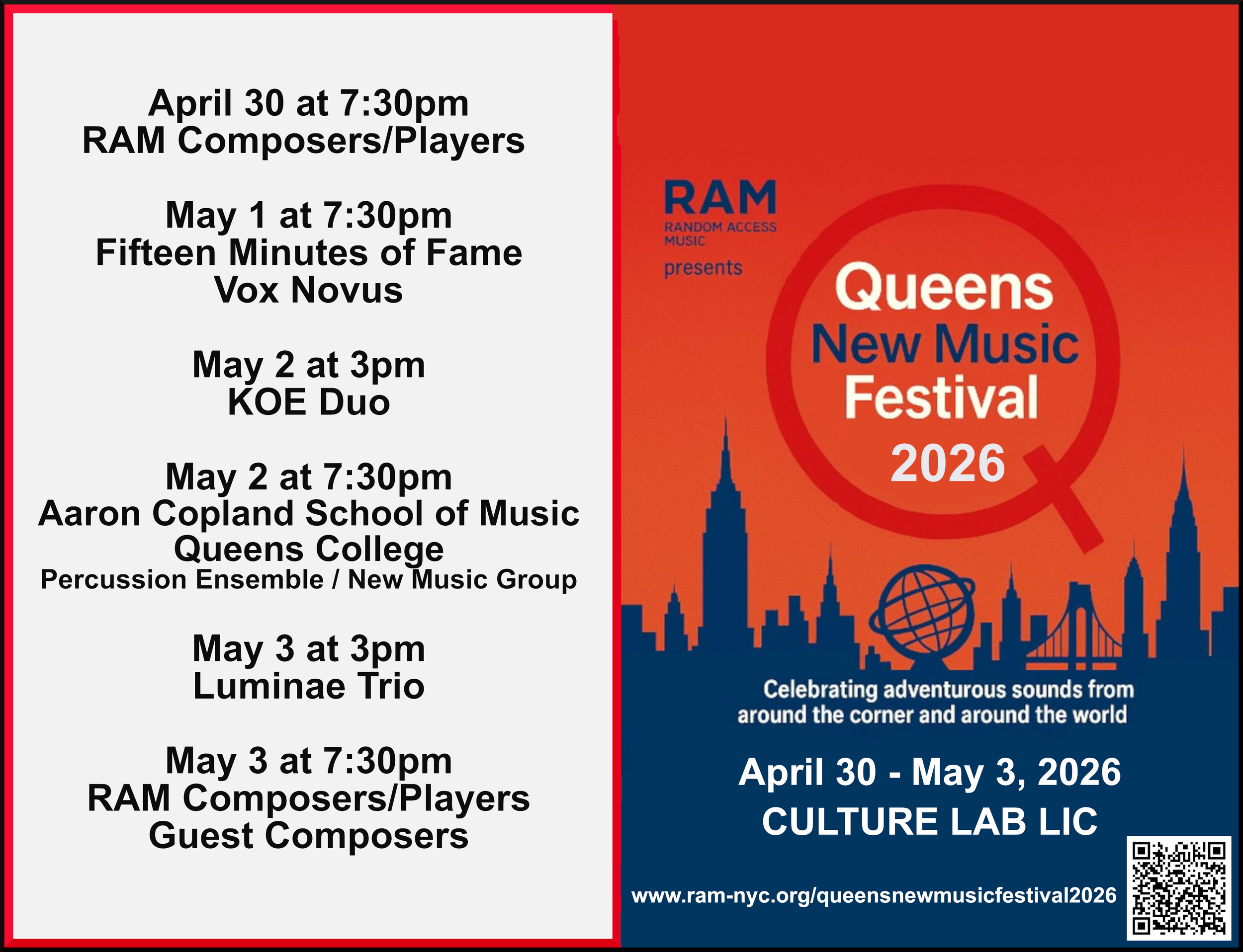 QNMF Opening Concert: RAM Sings - Premiere of "Braided Soul"