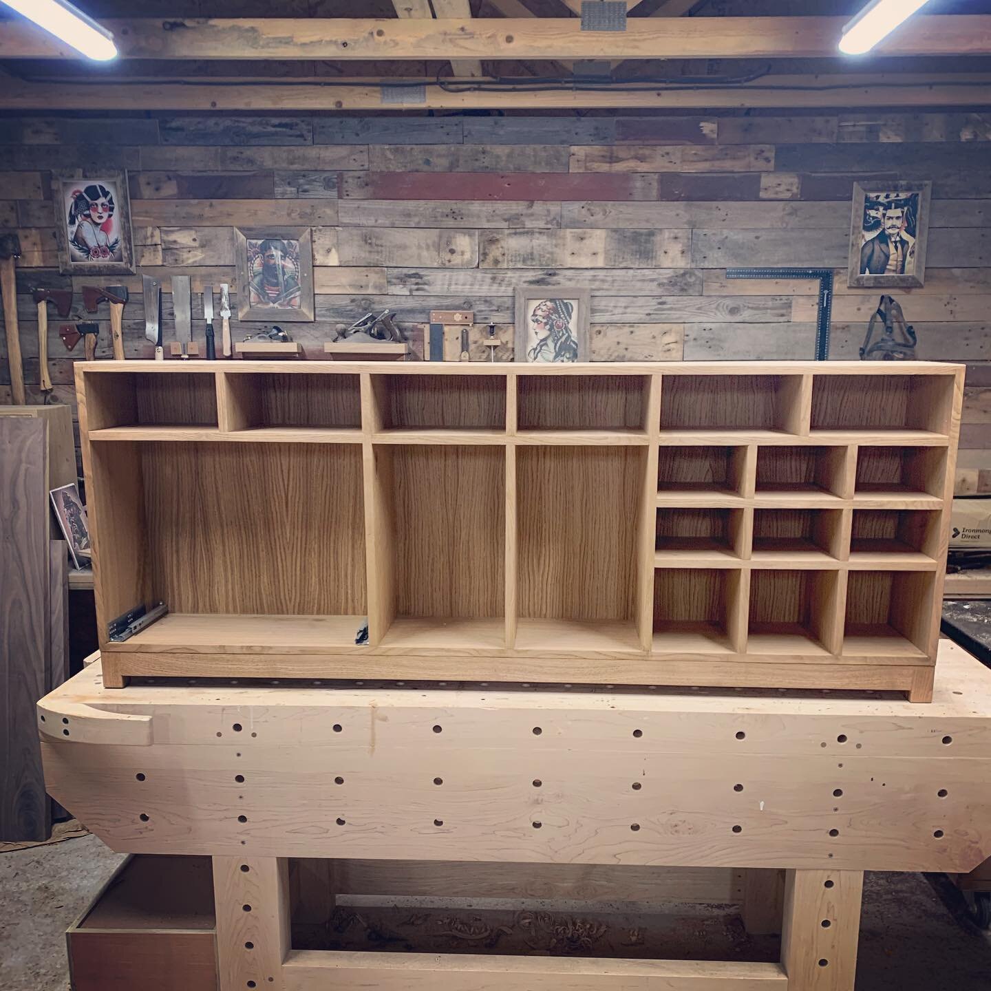 Sweet Chestnut Cabinet - base installed &amp; ready for drawers 🤟🏽there will be another element to install after drawers, but we are almost there 
.
.
#sweetchestnut #cabinet #cabinetry #furniture #customfurniture #bespokefurniture #storage #furnit