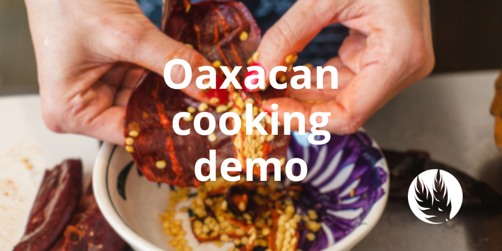 Oaxacan (waa·haa·kuhn) cooking demo with missionaries, the Lopezes