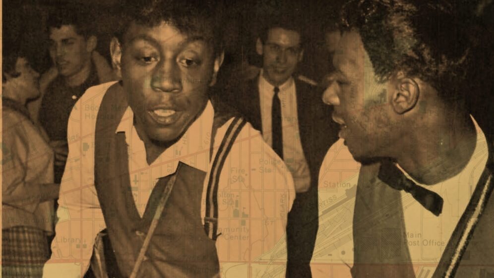 Arlester “Dyke” Christian (left) and Alvester Jacobs (right) playing with Carl La Rue and His Crue in 1963. The pair would go on to form Dyke & The Blazers a seminal group in the development of funk music. (Alfred University)