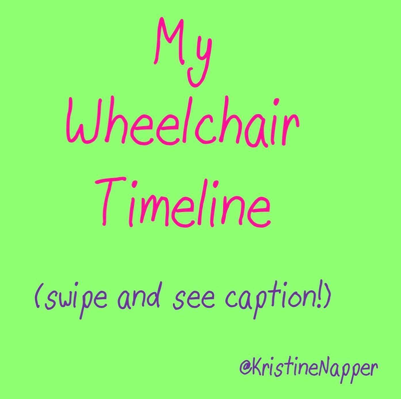 @woley&rsquo;s daughter had another great question: &ldquo;How old were you when you got your wheelchair?&rdquo; I&rsquo;ve actually had several wheelchairs in my life! So I thought I&rsquo;d put together this little timeline. :)
.
SWIPE!
.
I started
