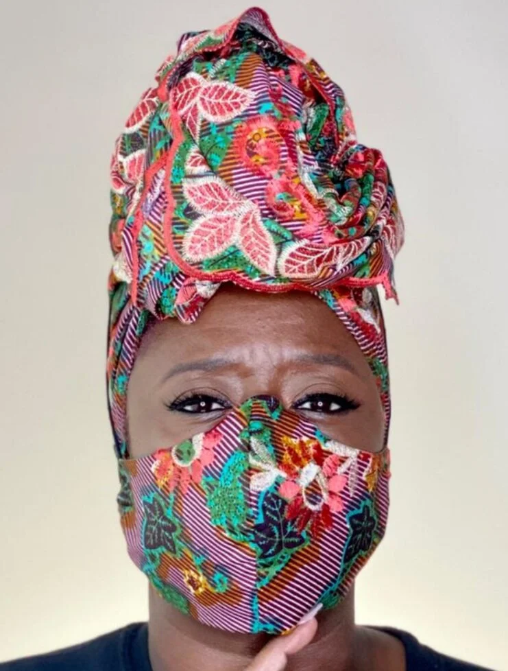 Embroidered Face Mask / Headwrap Set