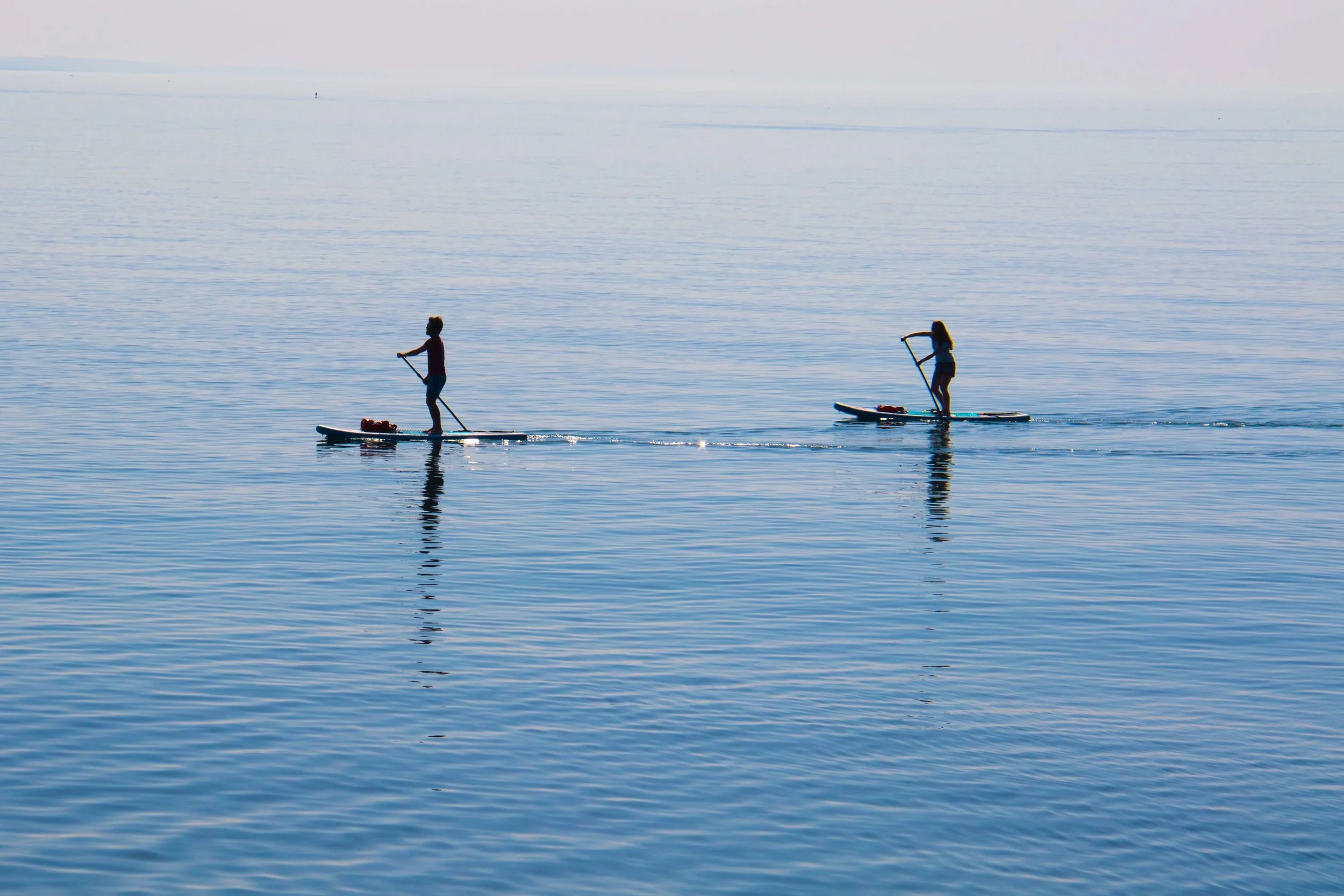 Family paddleboarding
