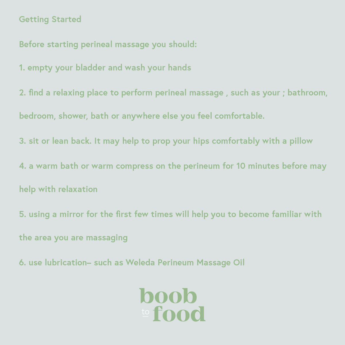 perineal massage boob to food