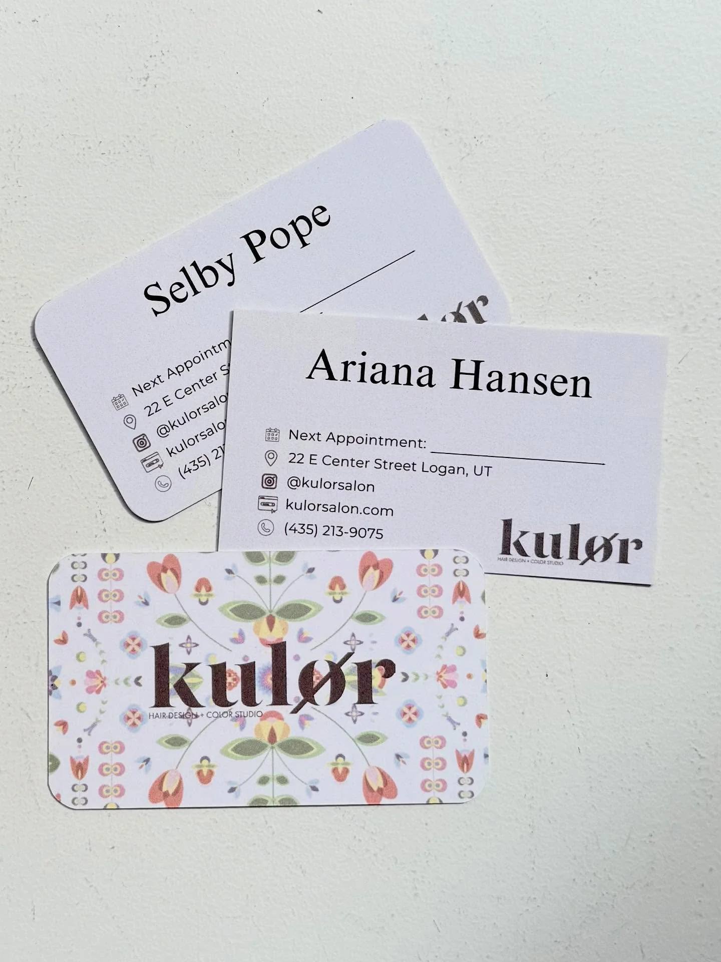 New business cards! Also- did you know that both Ariana and Selby are new stylists up from Salt Lake? Book with them today for amazing results!