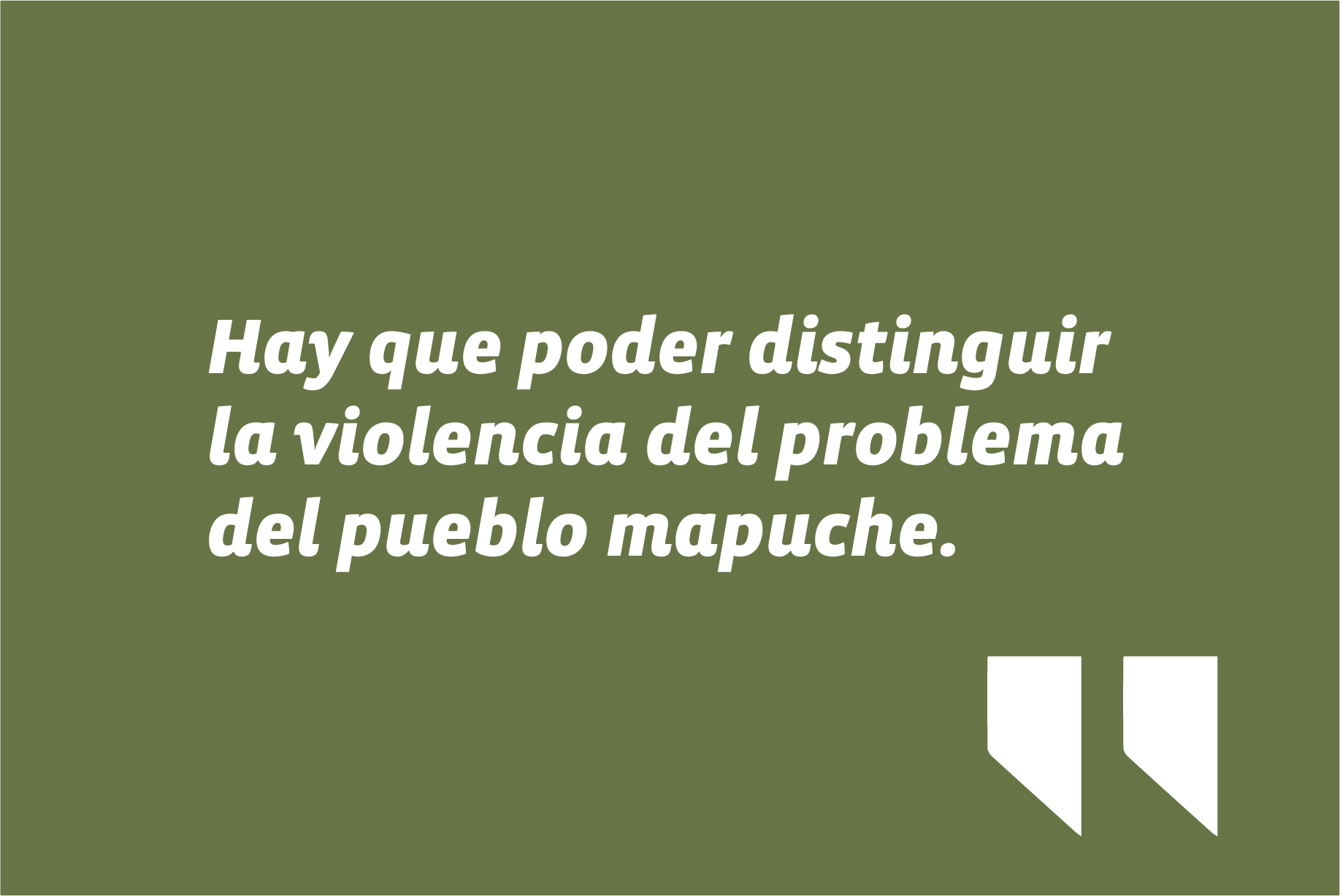  Hay que poder distinguir la violencia del problema del pueblo mapuche