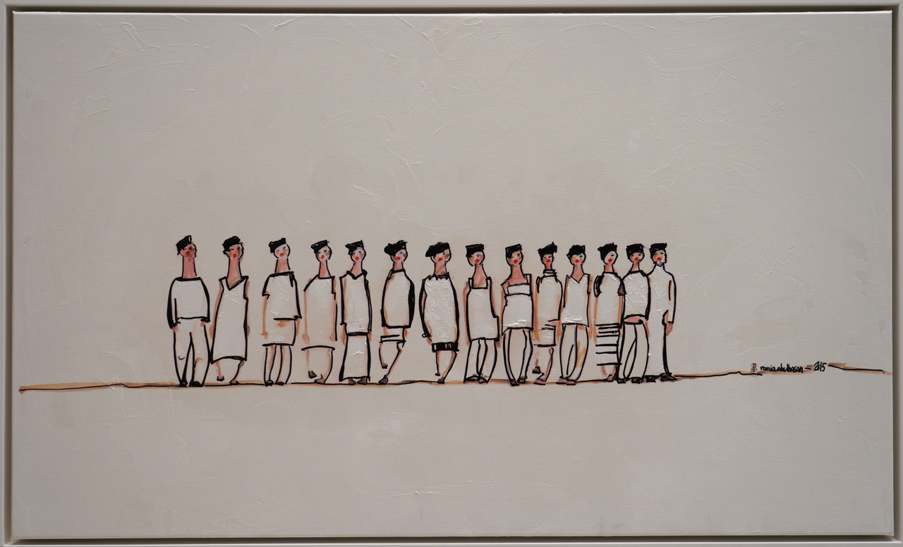“Friday Gathering” - Mix Media on canvas. 116 x 70 cm