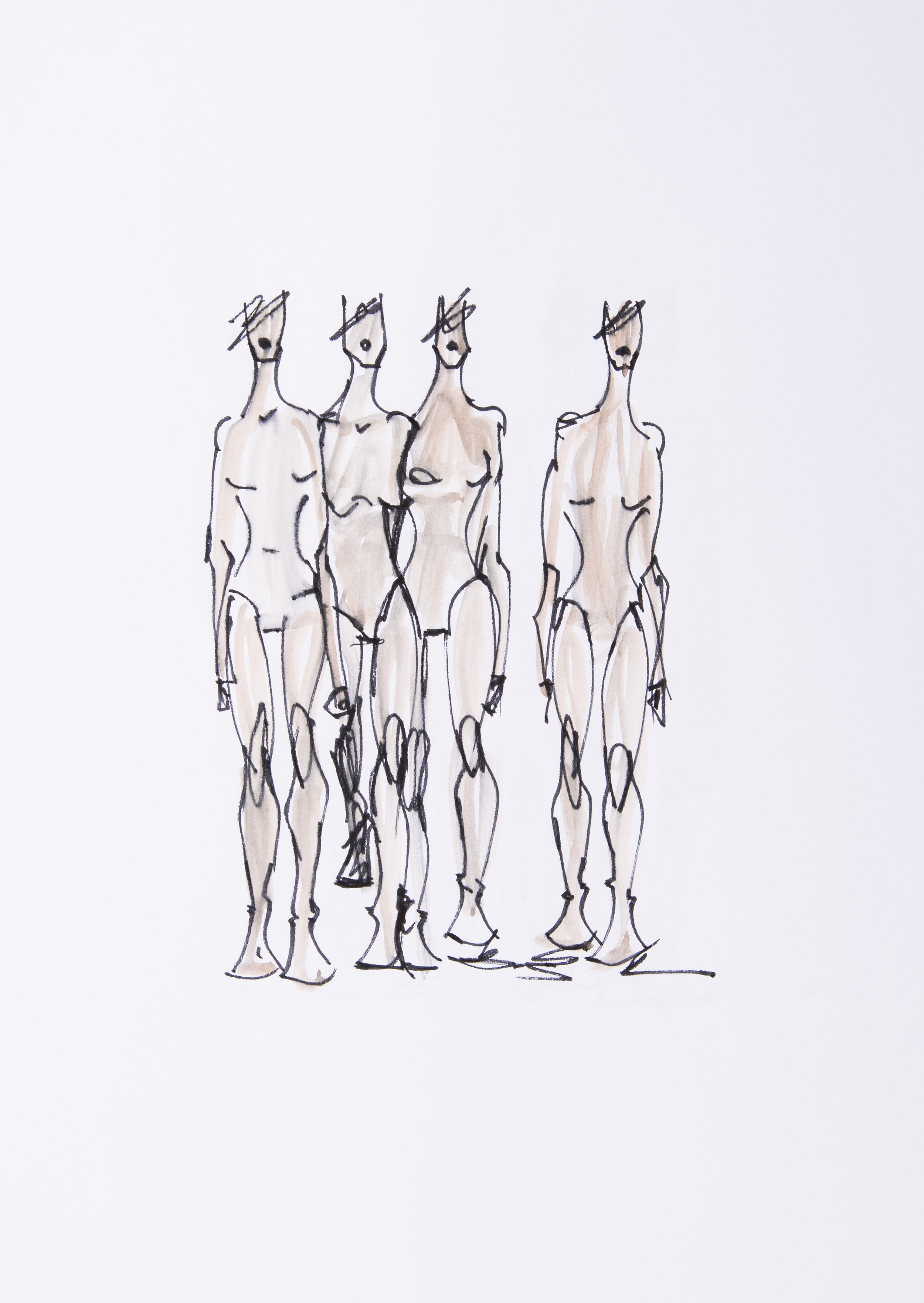    “Human Body One”    -  Mix media on paper. 12 x 16 cm 