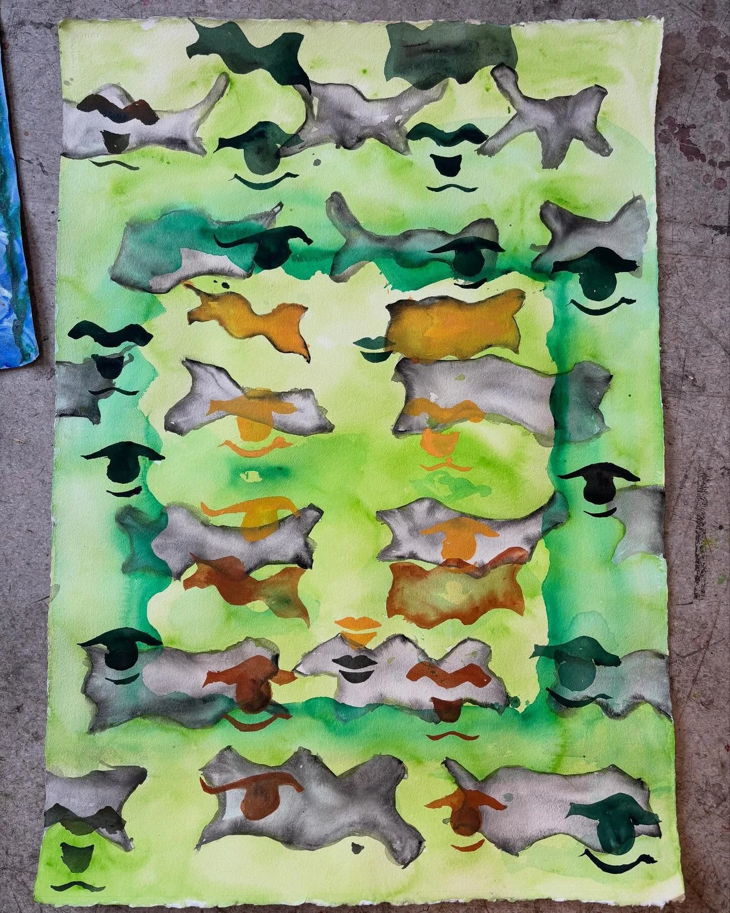 Foldige, 75x106 aquarelle &amp; acrylic on paper 2025