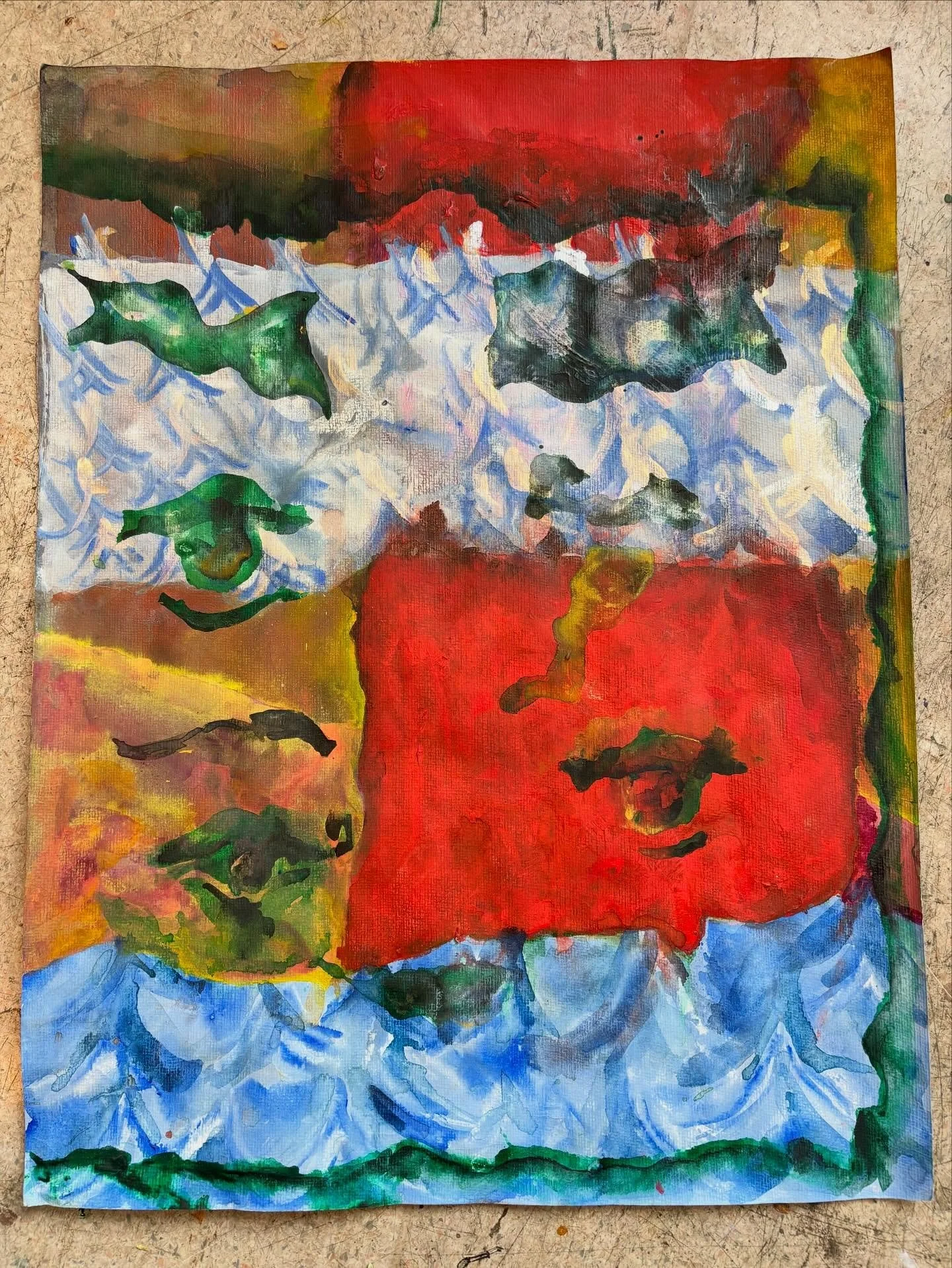 Sjudraget, 50x65cm aquarelle &amp; acrylic on paper, 2025