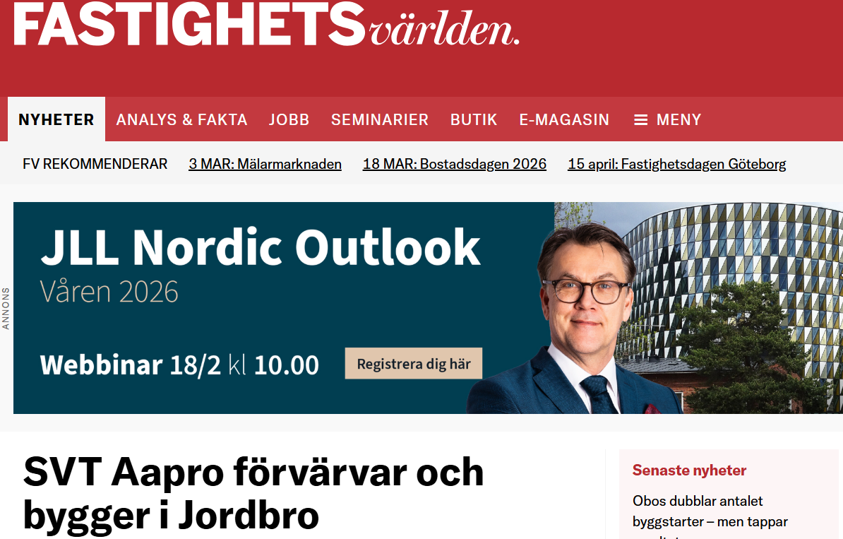 SVT Aapro förvärvar och bygger i Jordbro 