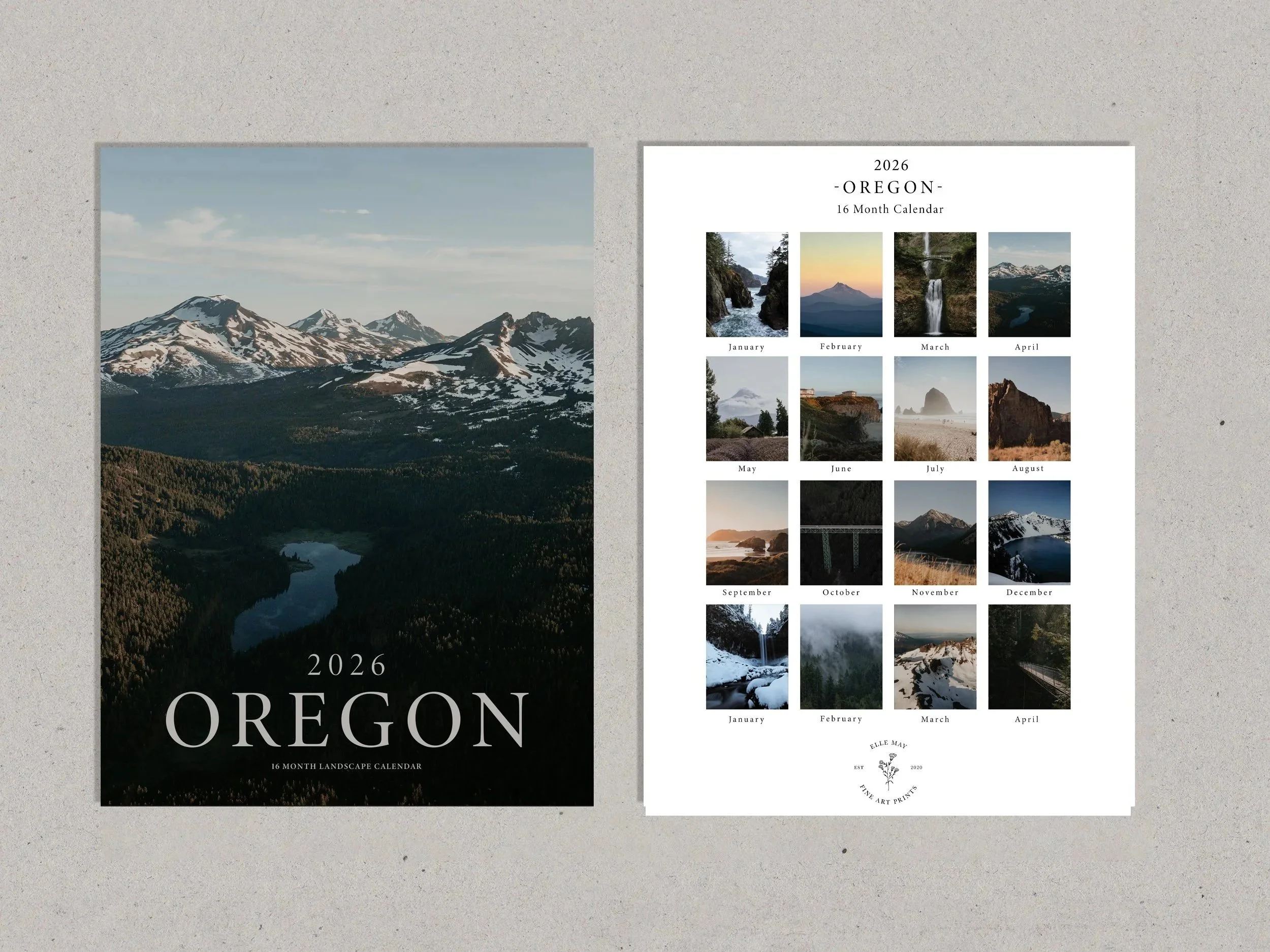 2026 Oregon- 16 Month Wall Calendar