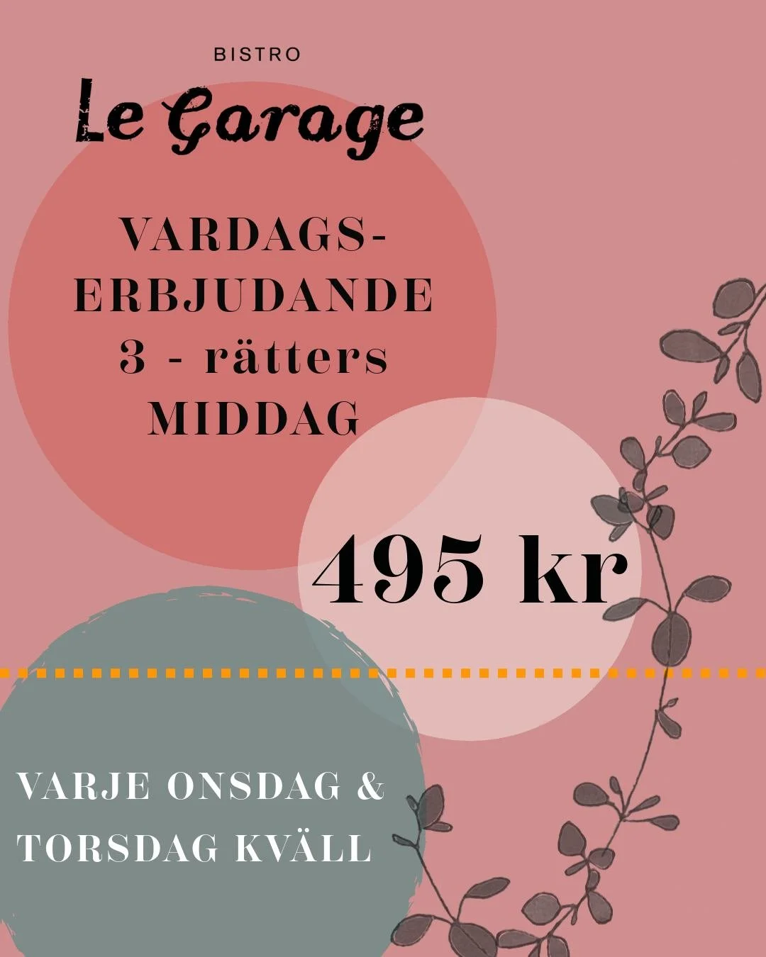 Visste ni? 
Bistro Le Garage ligger mitt i Umedalens Skulpturpark &mdash; konst, natur och god mat p&aring; samma st&auml;lle.

Varf&ouml;r inte unna dig en vardagsmiddag f&ouml;r endast 495 kr. 

L&auml;s mer och BOKA BORD: https://bistrolegarage.co
